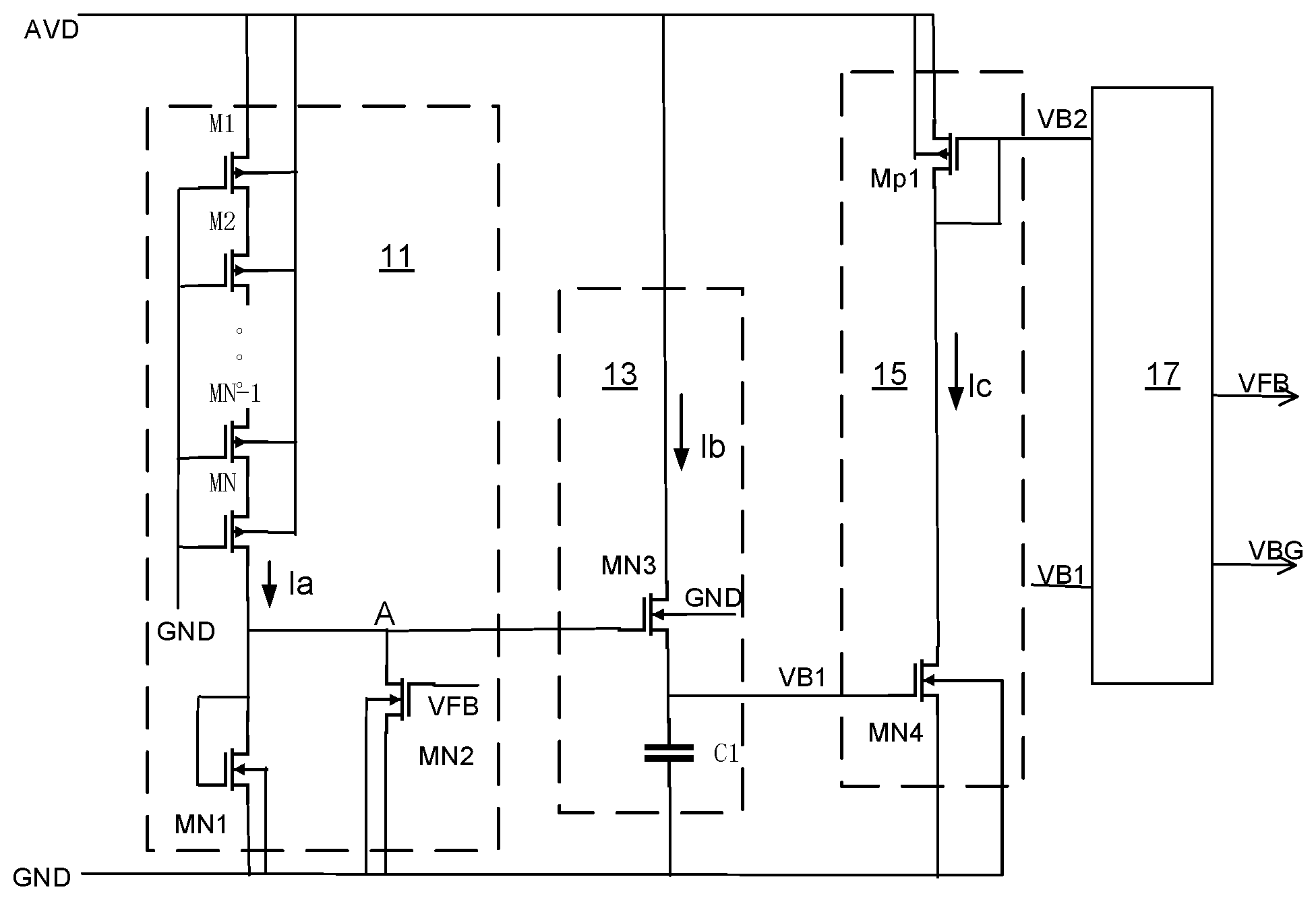 Patent US11815924 Figure 1 – Bandgap reference starting circuit with ultra-low power consumption