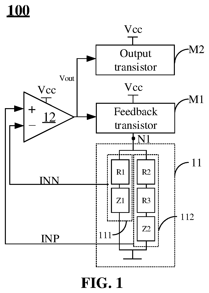Patent US11815927 Figure 1 – Bandgap reference circuit and chip