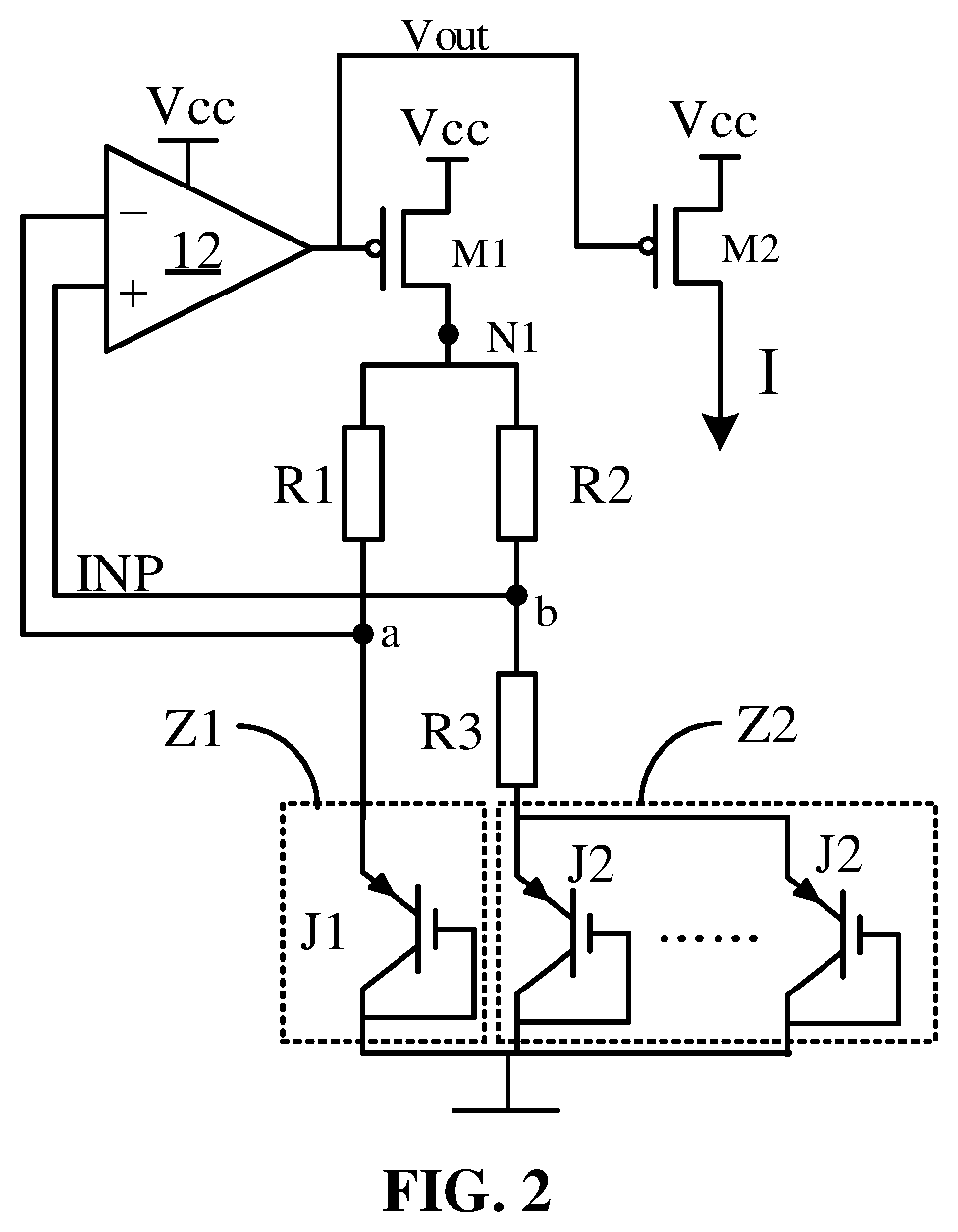 Patent US11815927 Figure 2 – Bandgap reference circuit and chip