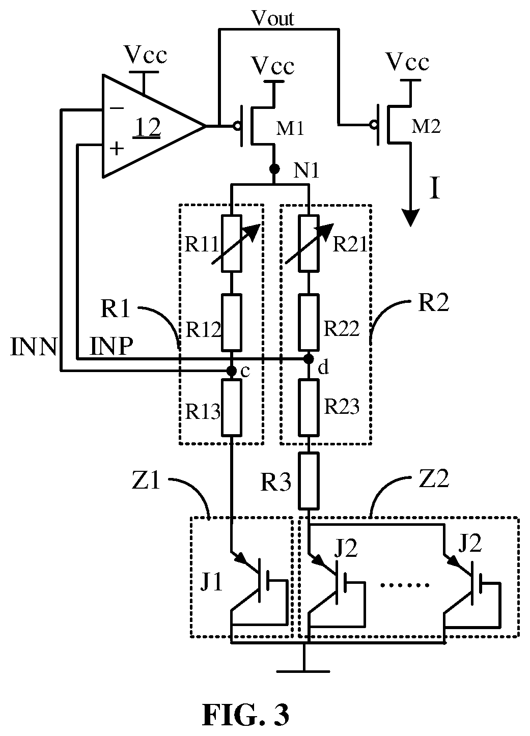 Patent US11815927 Figure 3 – Bandgap reference circuit and chip