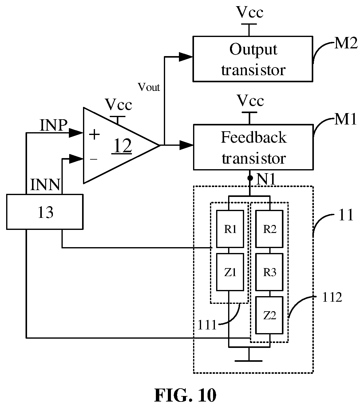 Patent US11815927 Figure 10 – Bandgap reference circuit and chip