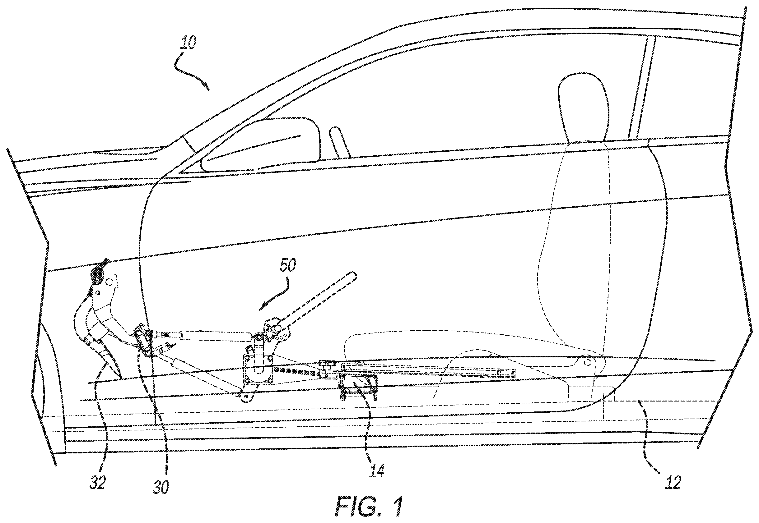 Patent US11815930 Figure 1 – System for actuating vehicle brake and accelerator pedals by hand