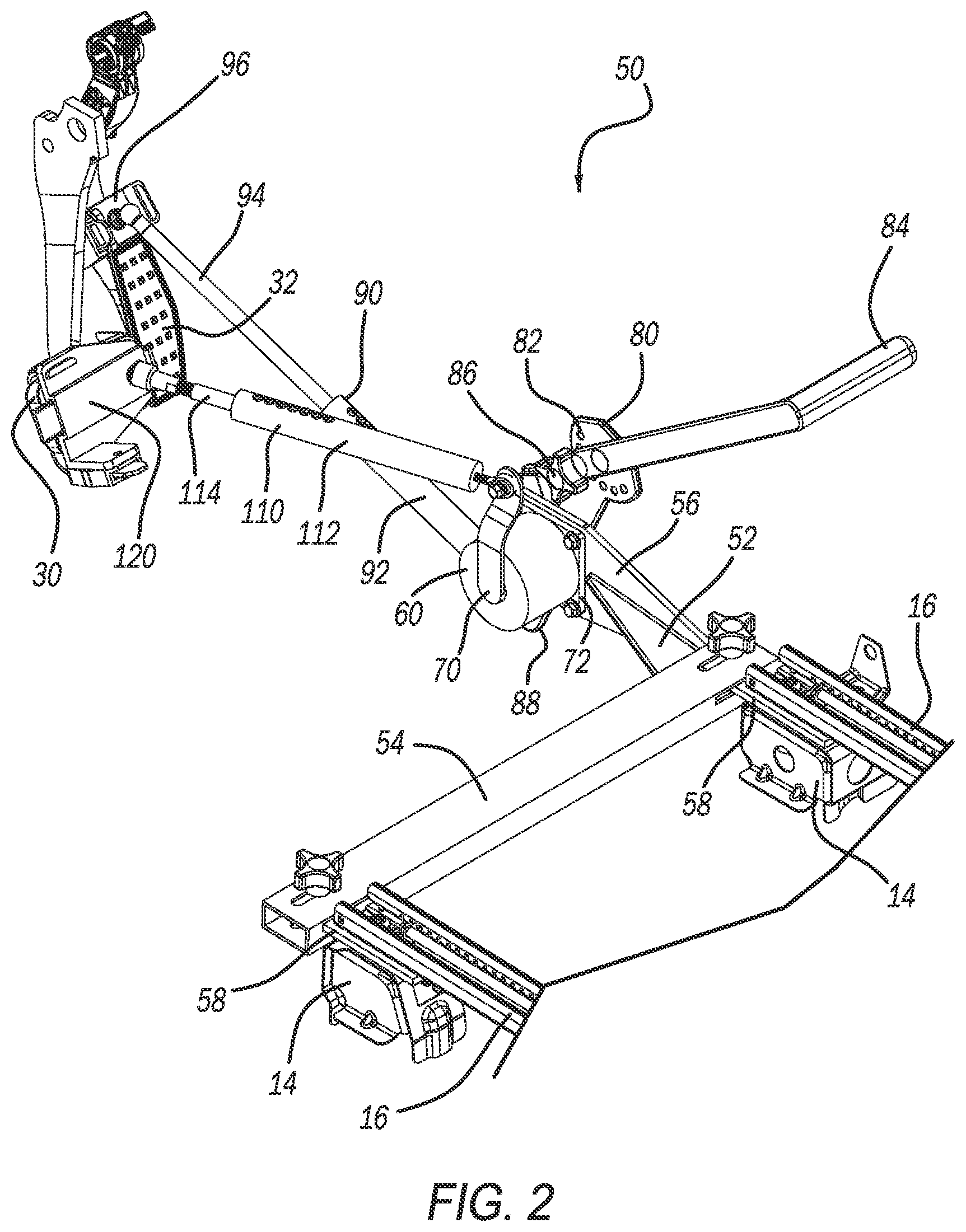 Patent US11815930 Figure 2 – System for actuating vehicle brake and accelerator pedals by hand