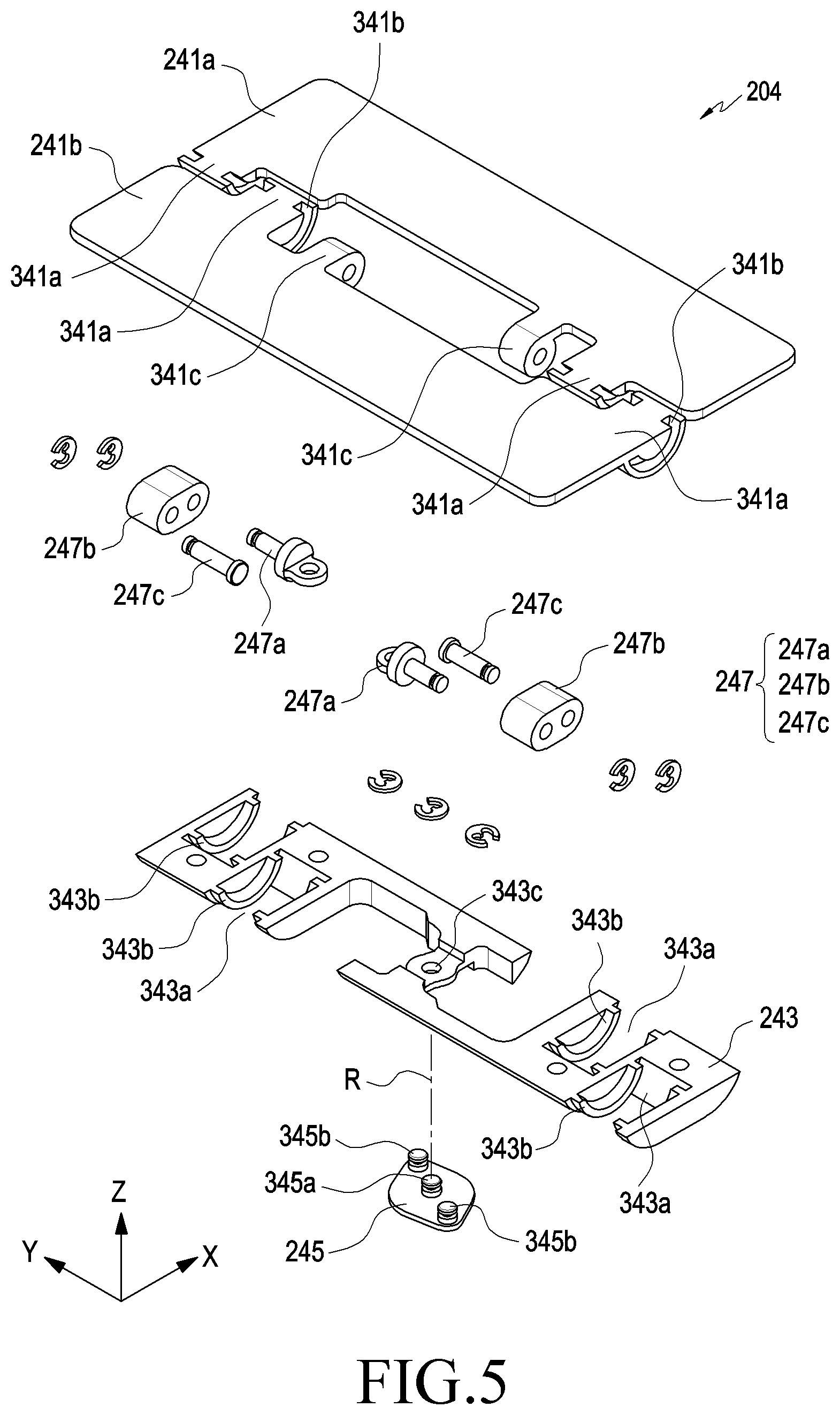 Patent US11815932 Figure 5 – Hinge module and electronic device including the same