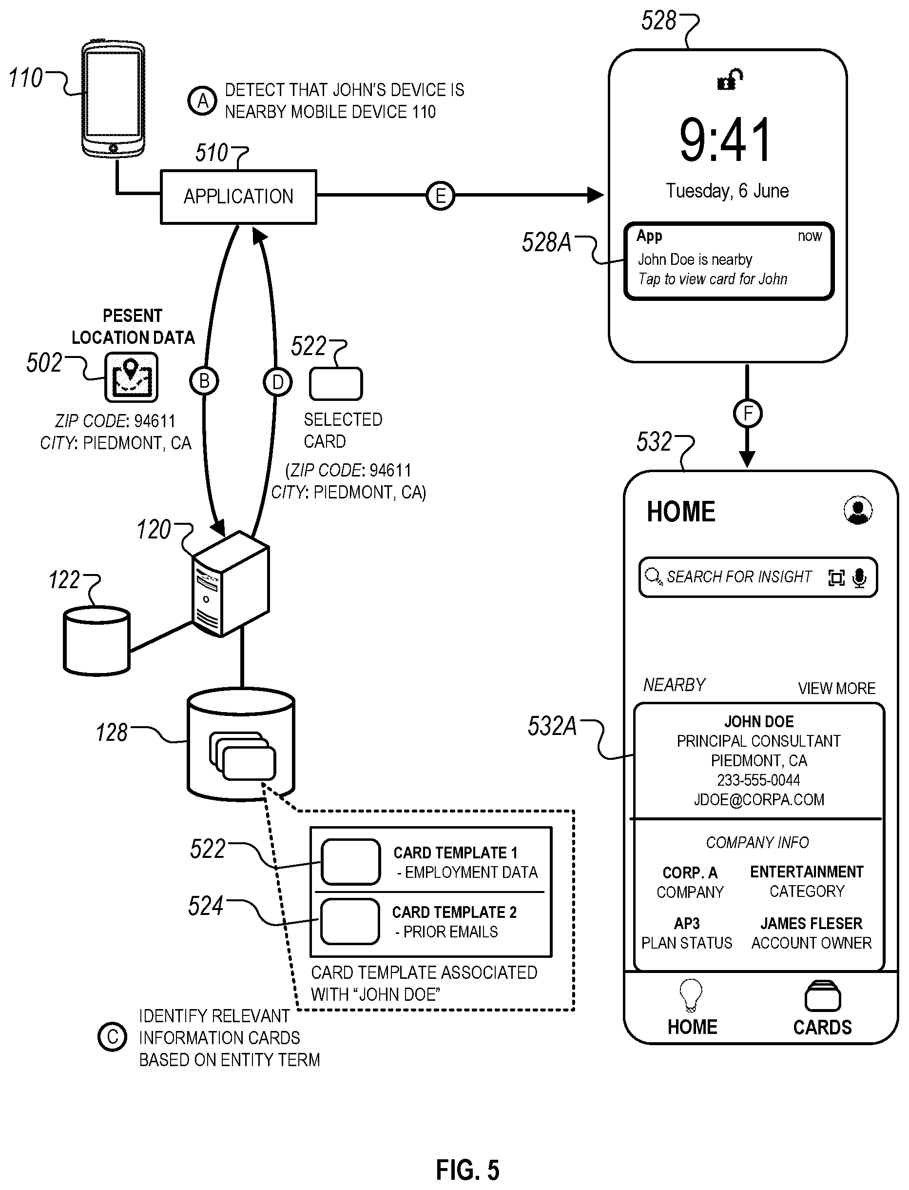 Patent US11815936 Figure 5 – Providing contextually-relevant database content based on calendar data