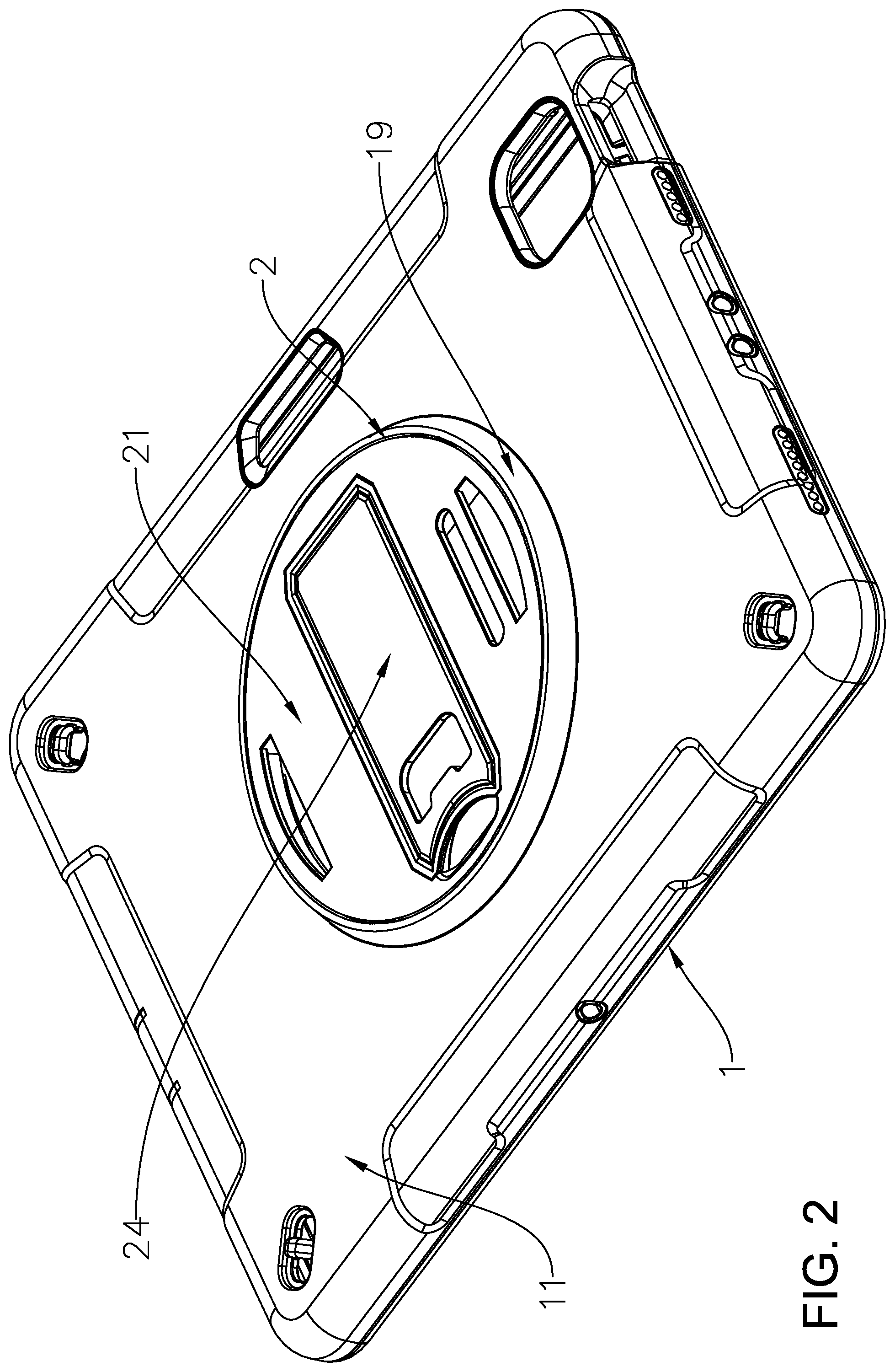 Patent US11815950 Figure 2 – Clamshell tablet protective case