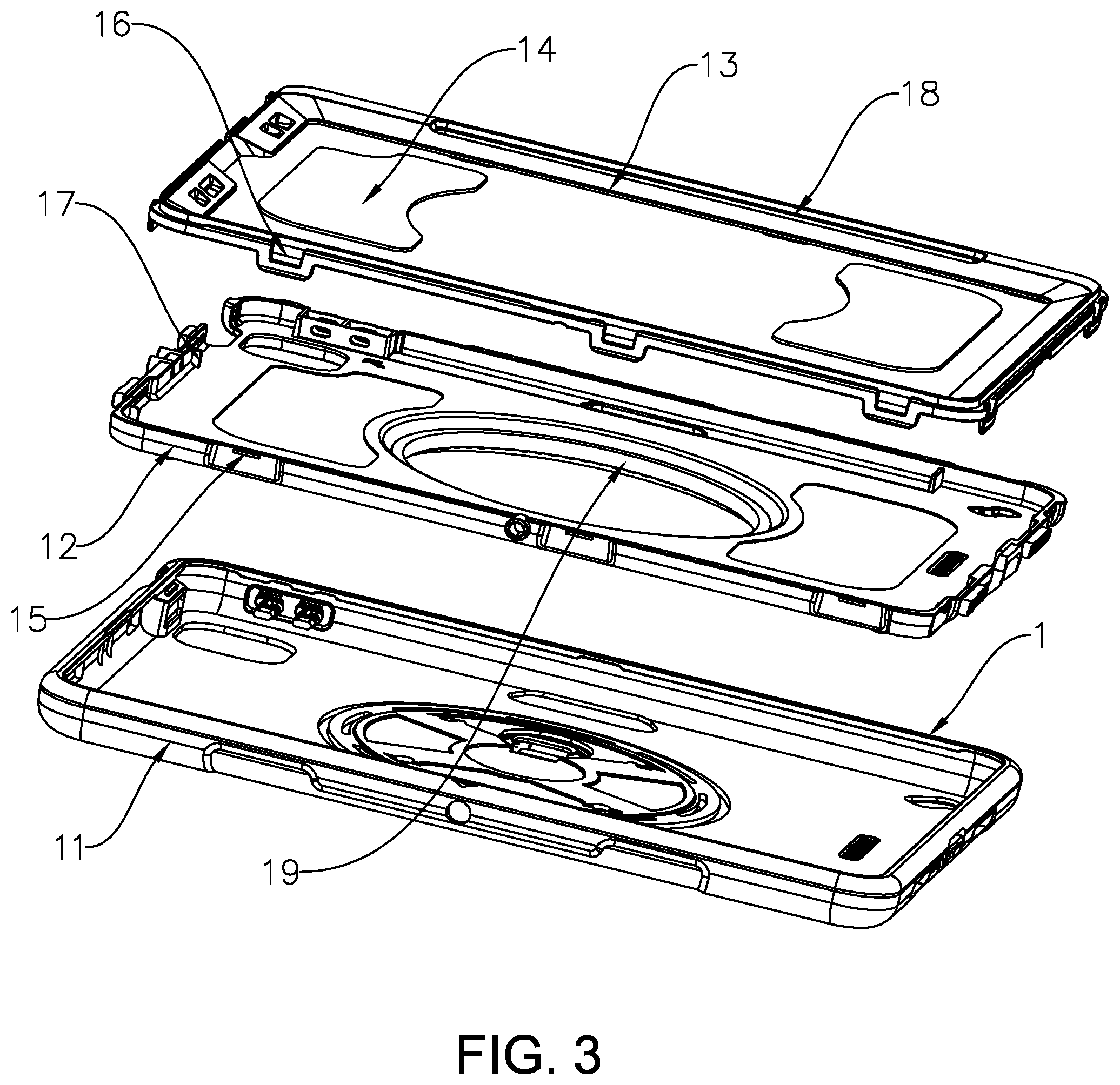 Patent US11815950 Figure 3 – Clamshell tablet protective case