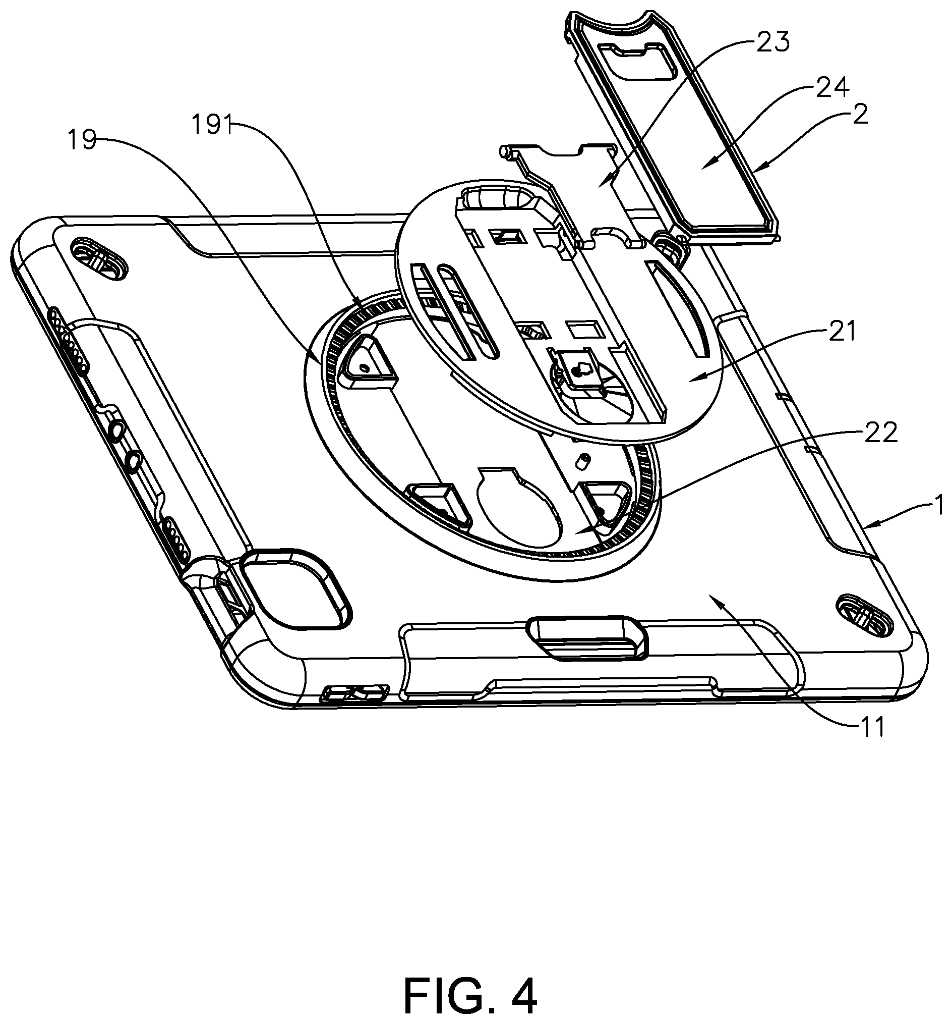 Patent US11815950 Figure 4 – Clamshell tablet protective case