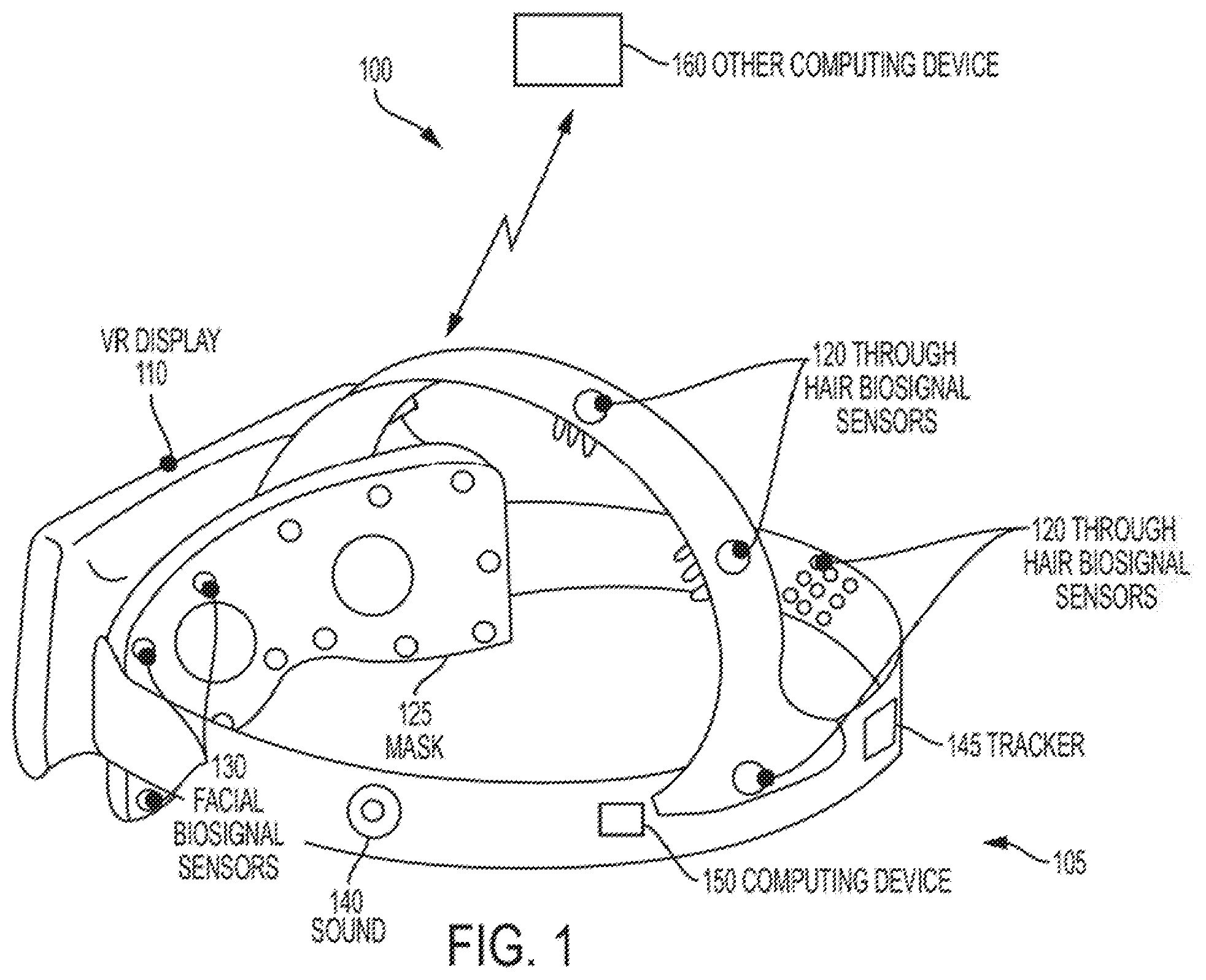 Patent US11815951 Figure 1 – System and method for enhanced training using a virtual reality environment and bio-signal data