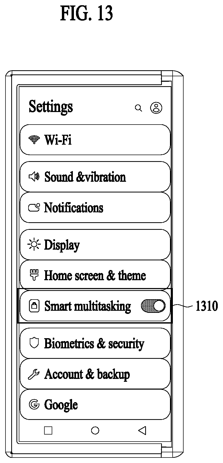 Patent US11815958 Figure 13 – Electronic device for displaying application-related content, and method for controlling same