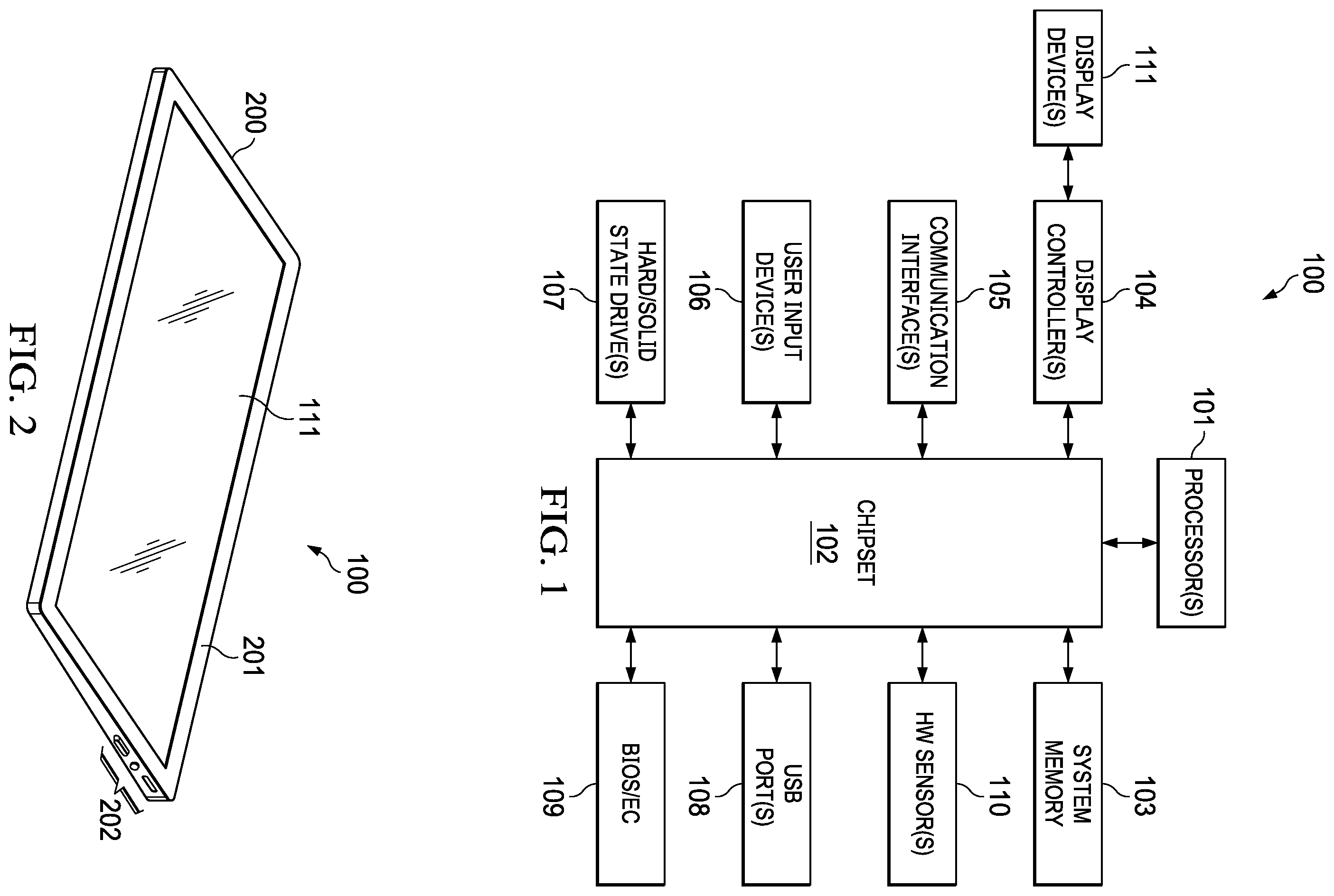 Patent US11815962 — Configuring an information handling system (IHS) using a kickstand — Figure 1