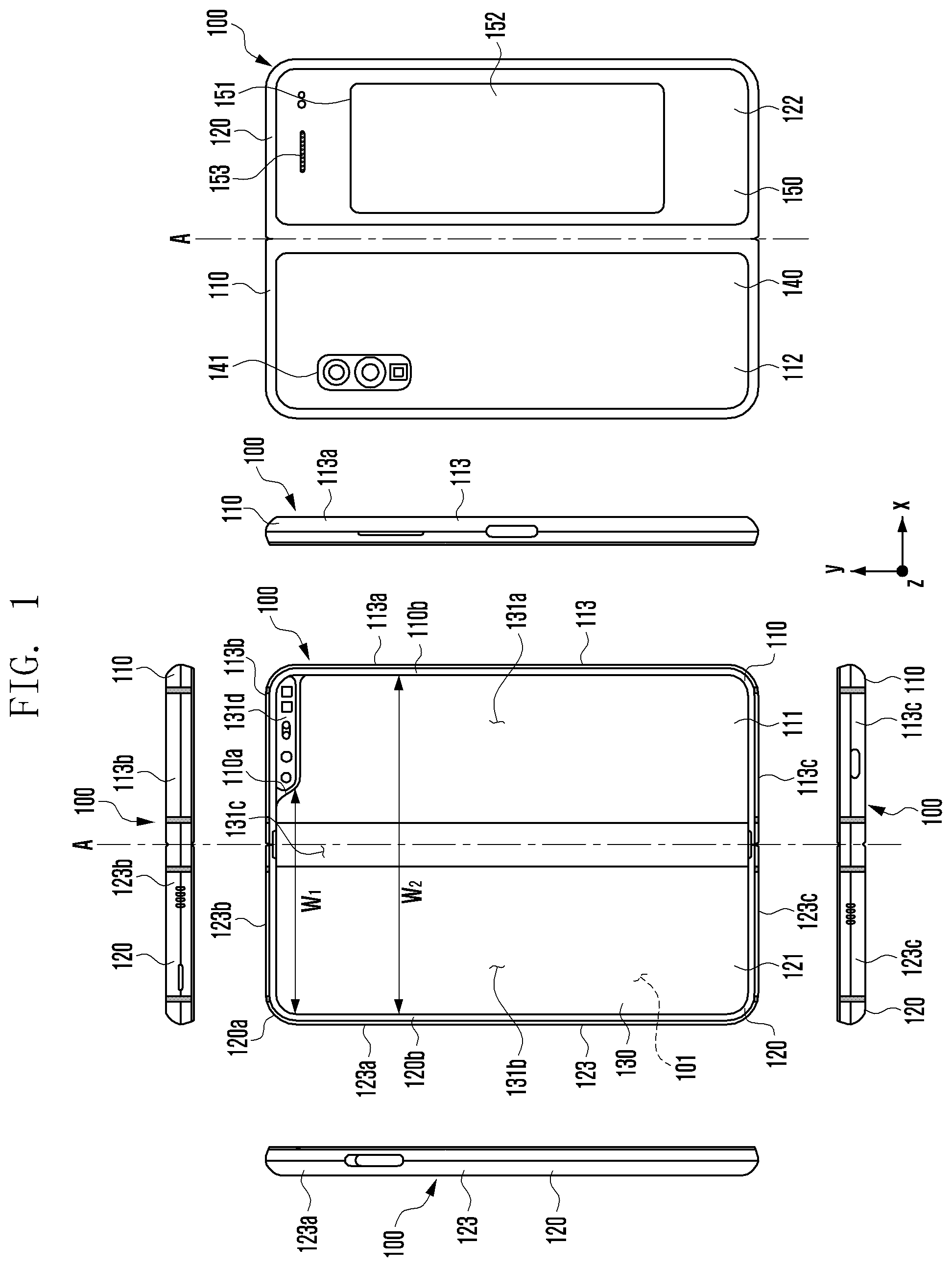 Patent US11815963 — Electronic device comprising wiring member fixing structure — Figure 1