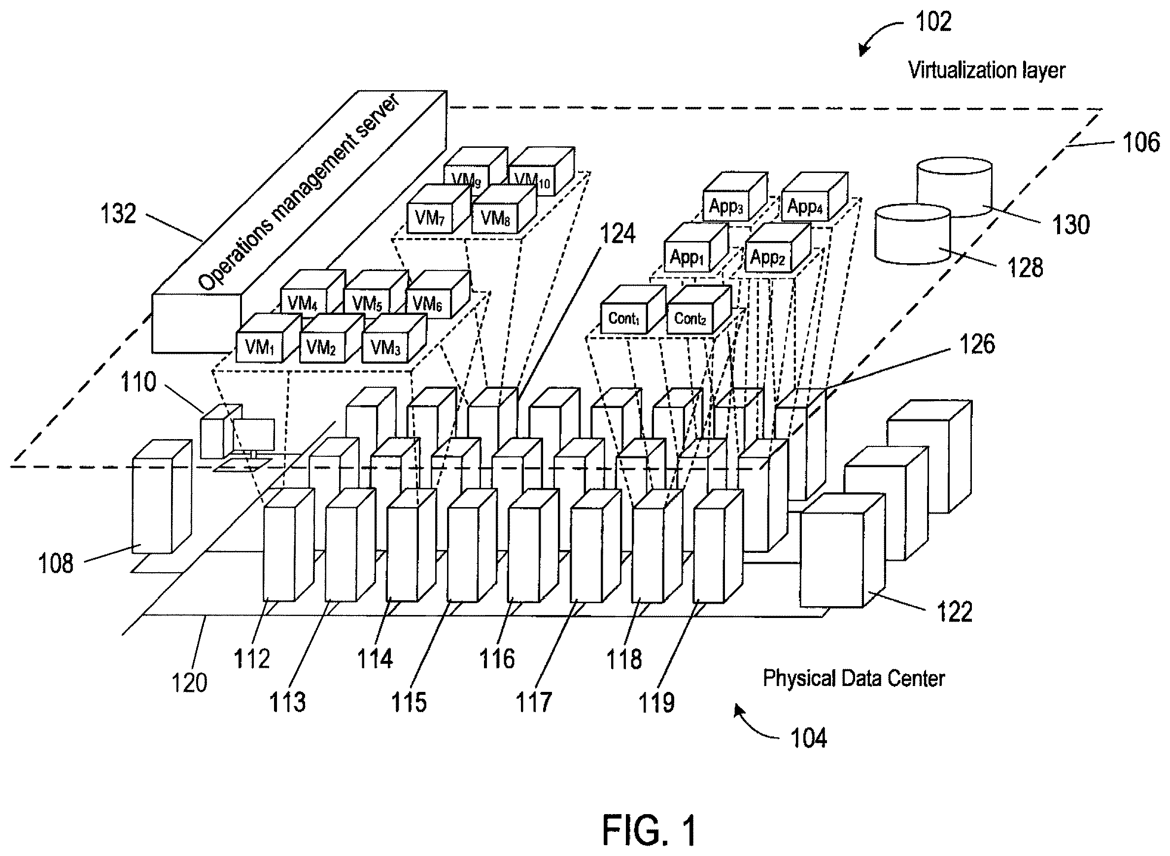 Patent US11815989 Figure 1 – Automated methods and systems for identifying problems in data center objects