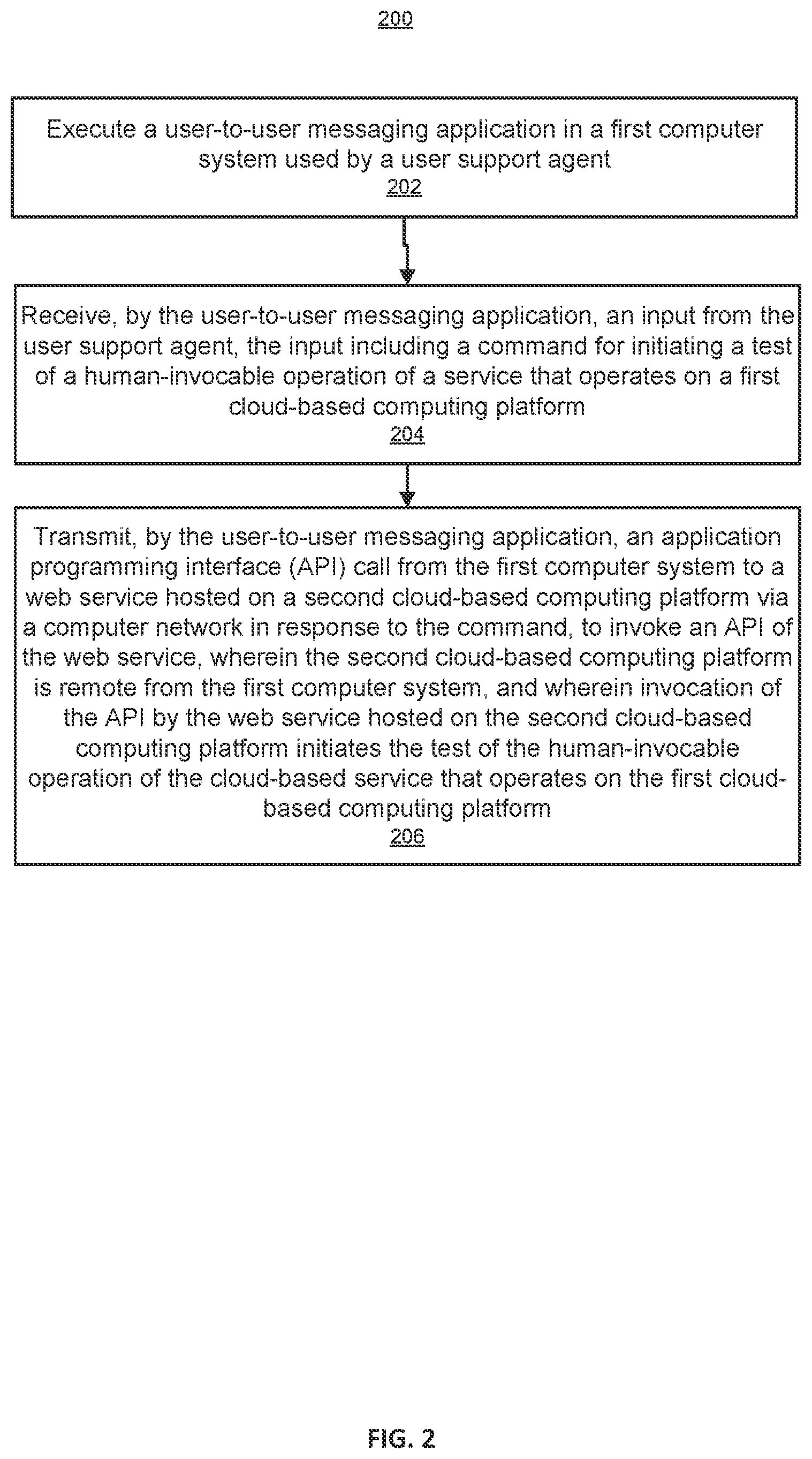 Patent US11818087 Figure 2 – User-to-user messaging-based software troubleshooting tool