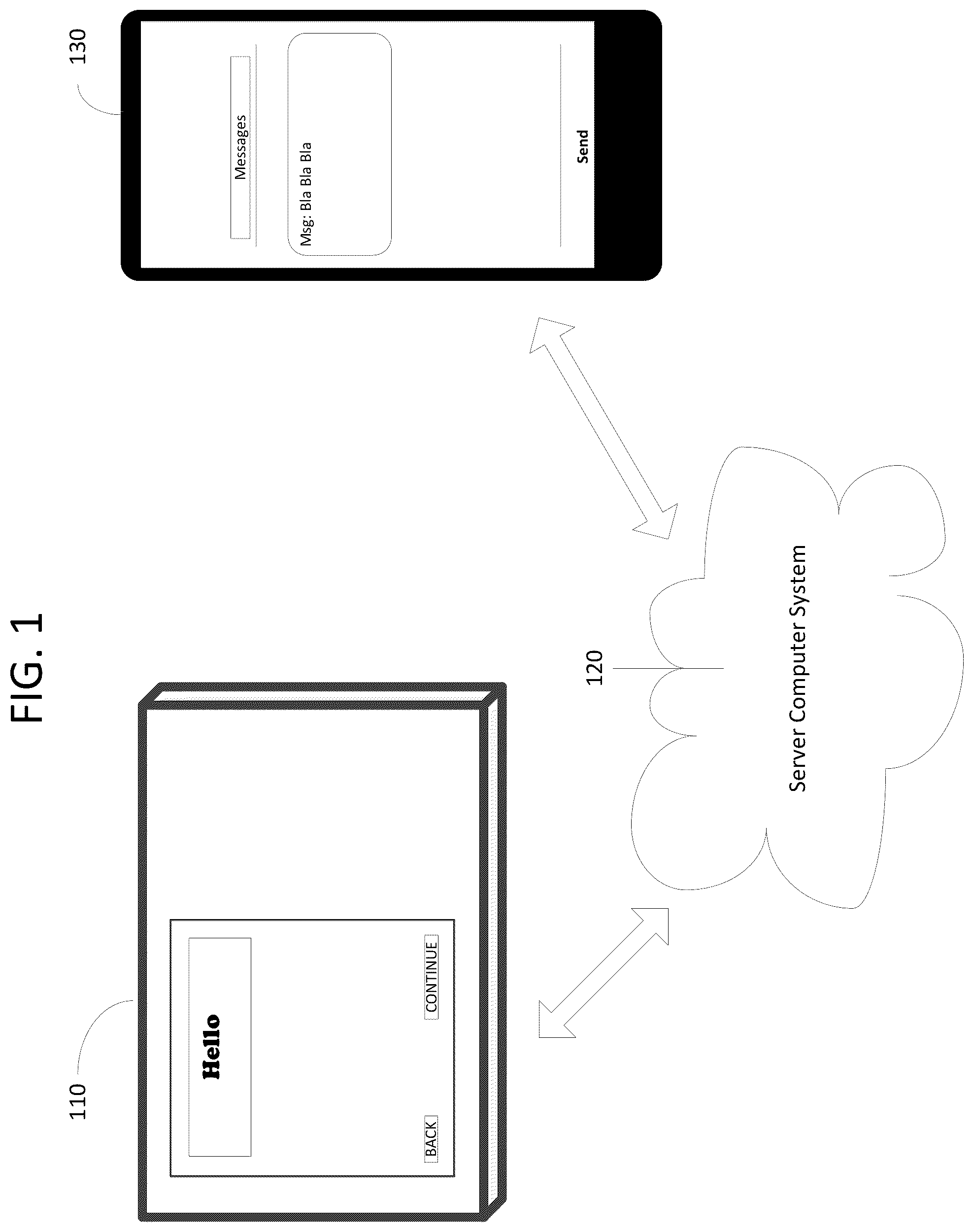 Patent US11818218 — System, method, and computer-readable storage medium that establish a communication path between a mobile device and a non-mobile device — Figure 1