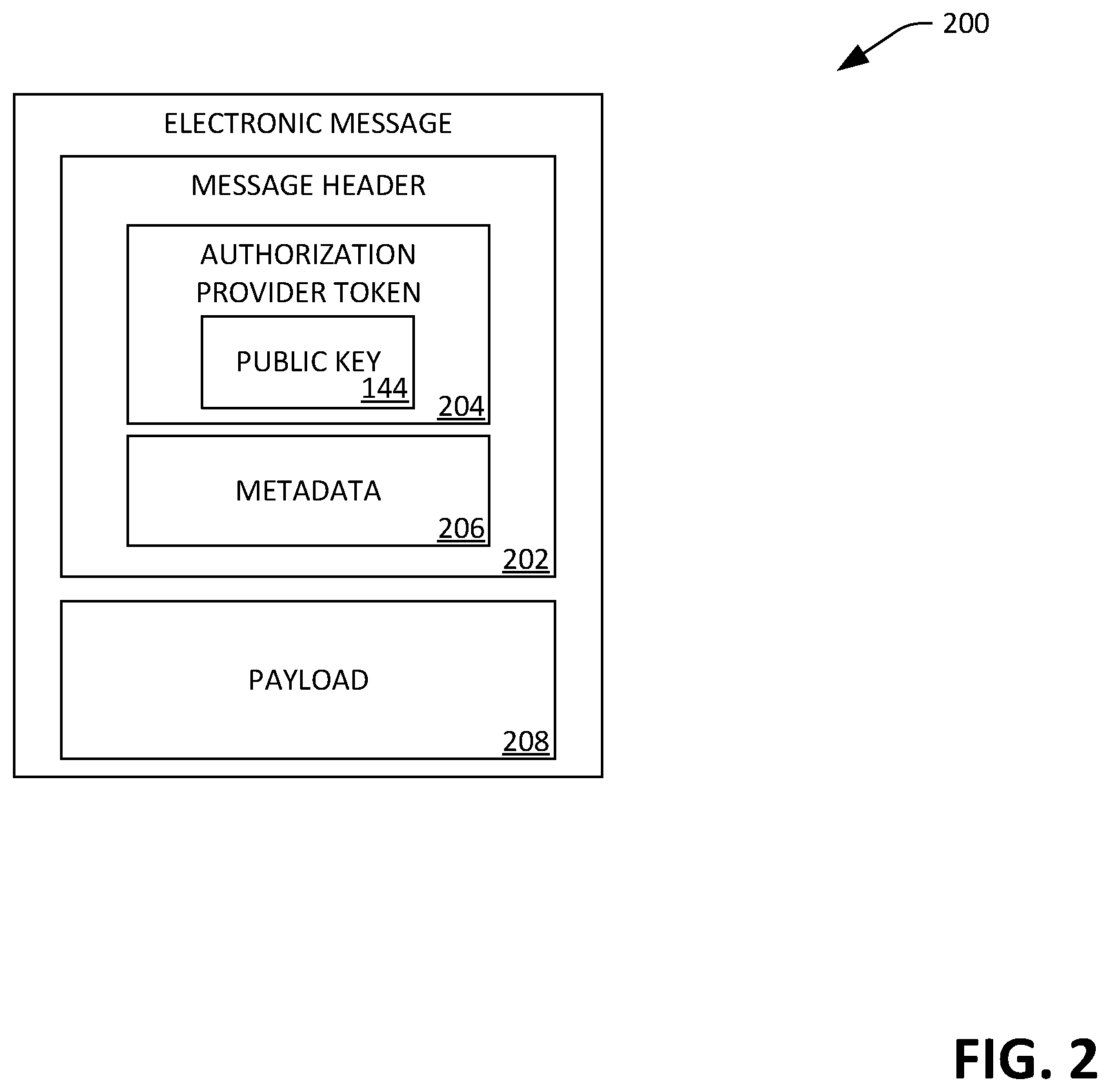 Patent US11818277 Figure 2 – Computing system for electronic message tamper-proofing