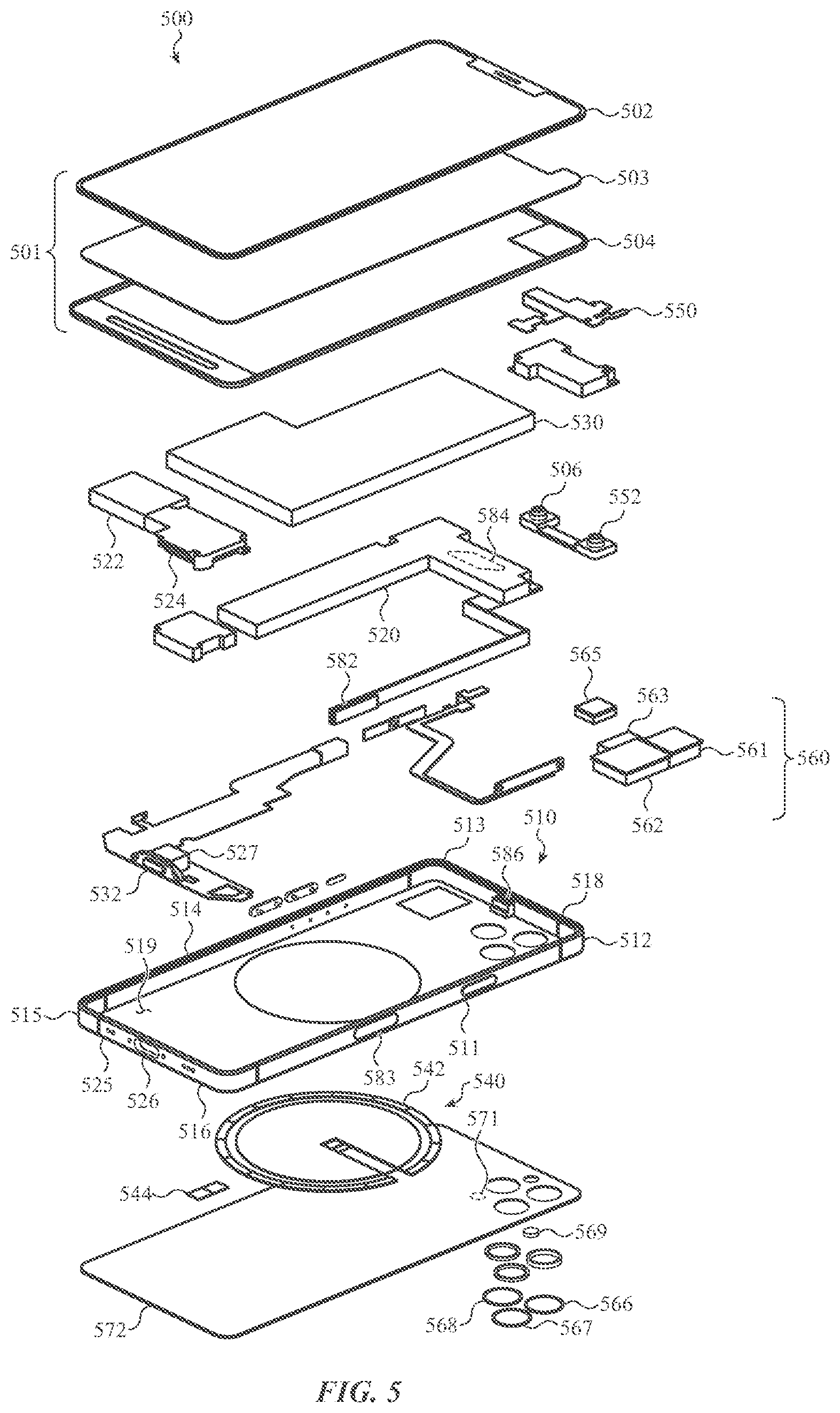 Patent US11818281 Figure 8 – Handheld electronic device