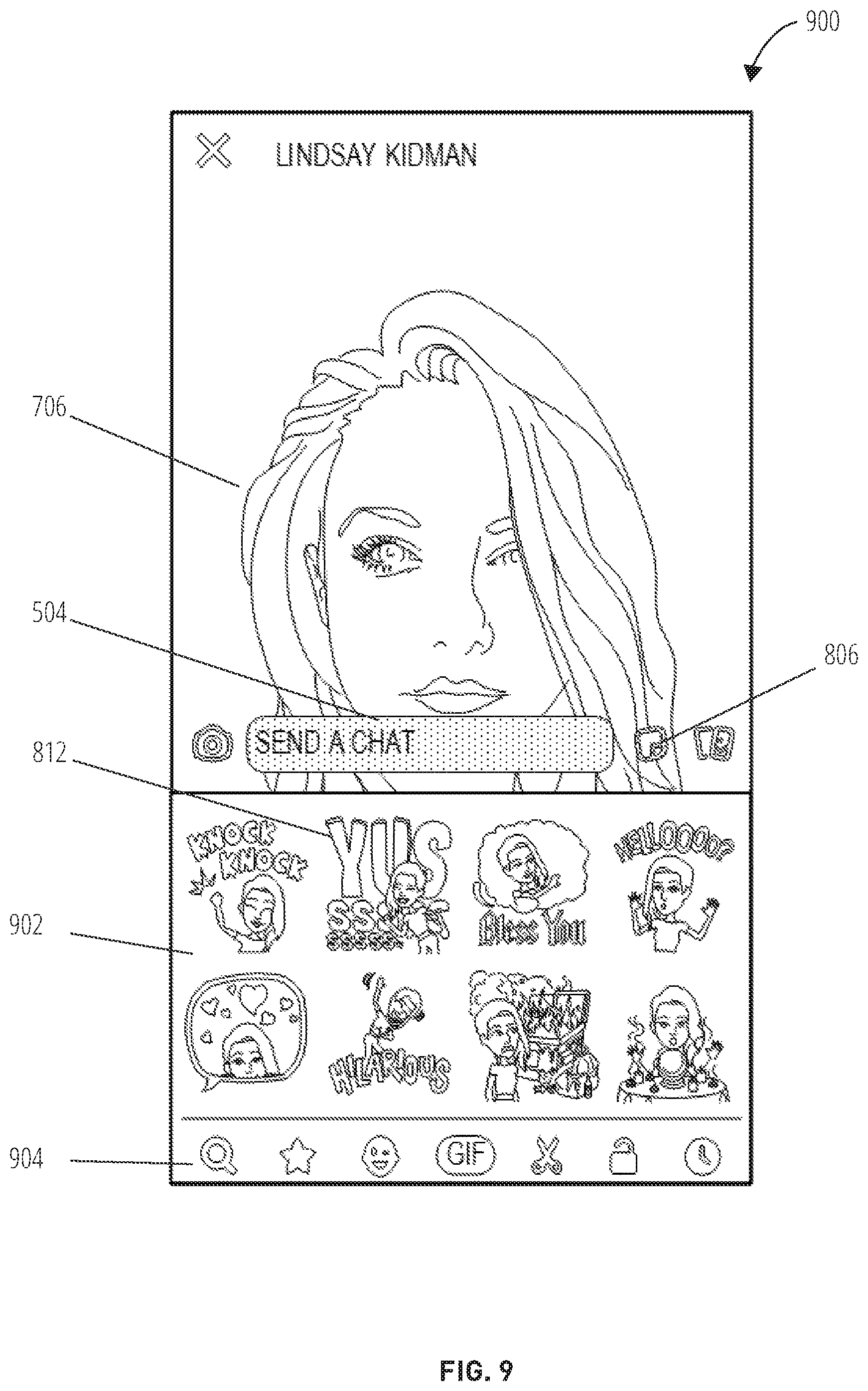 Patent US11818286 Figure 9 – Avatar recommendation and reply