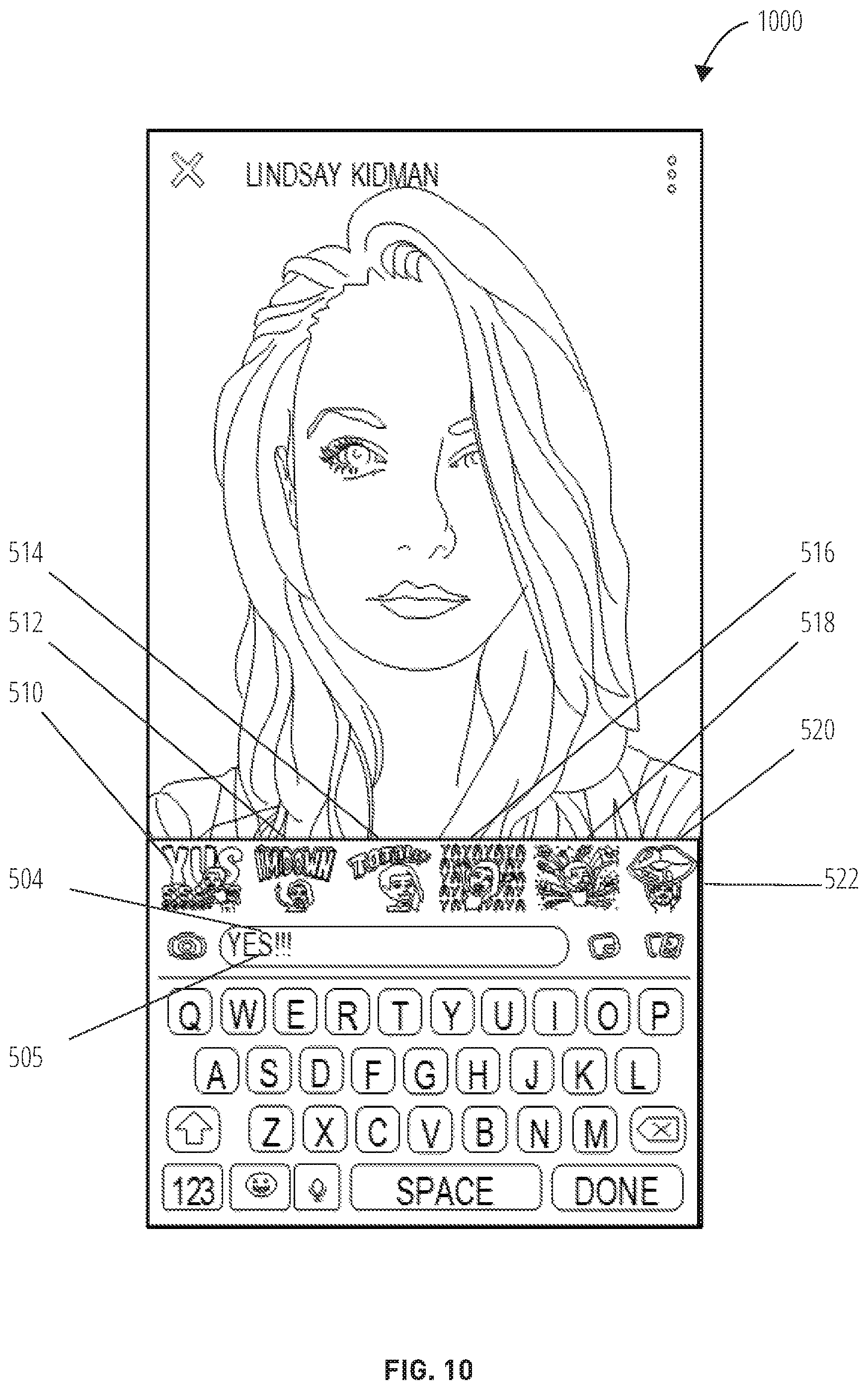 Patent US11818286 Figure 10 – Avatar recommendation and reply