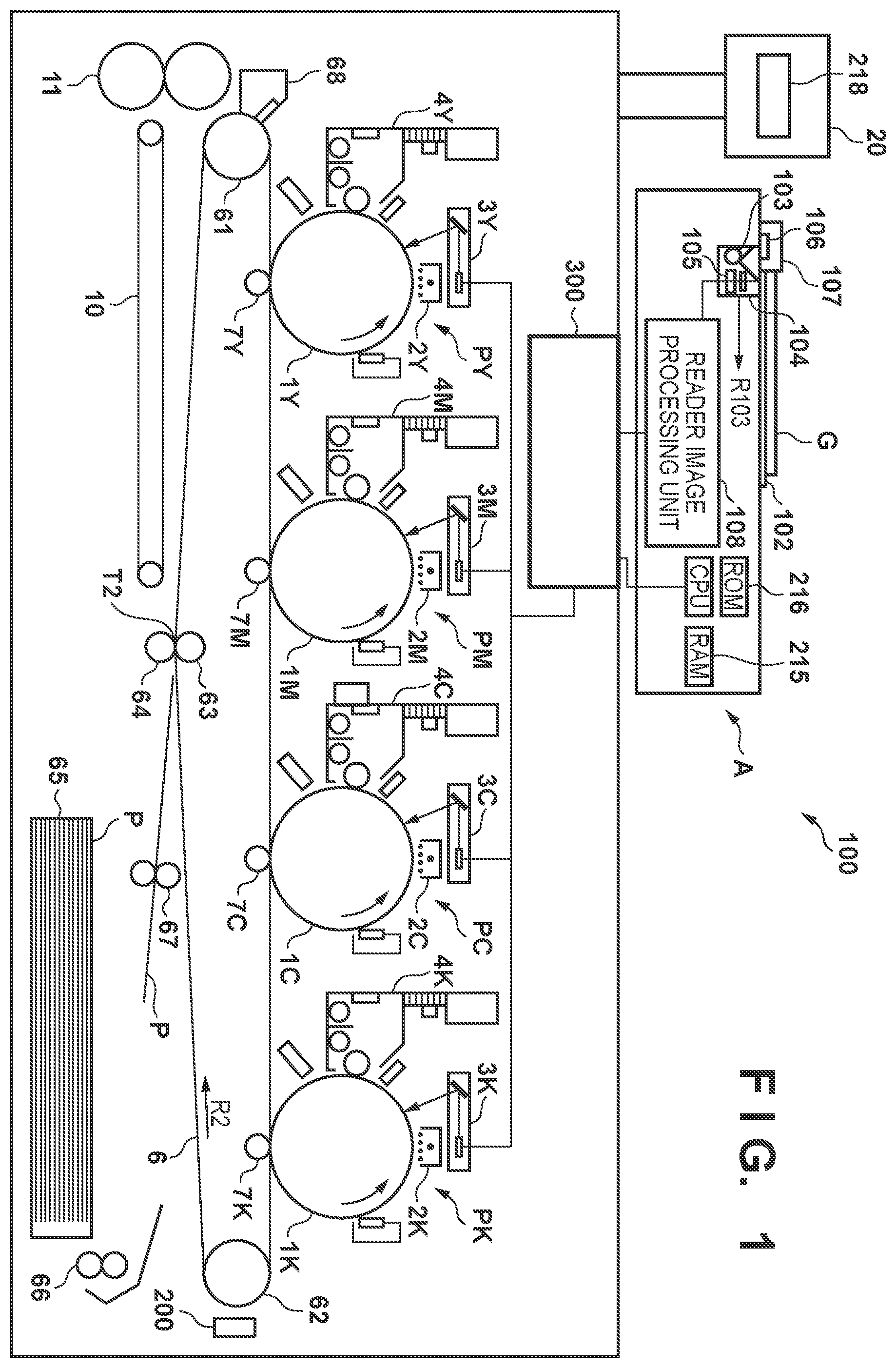 Patent US11818304 — Image forming apparatus determining information related to a density of an image to be formed based on a determination condition — Figure 1