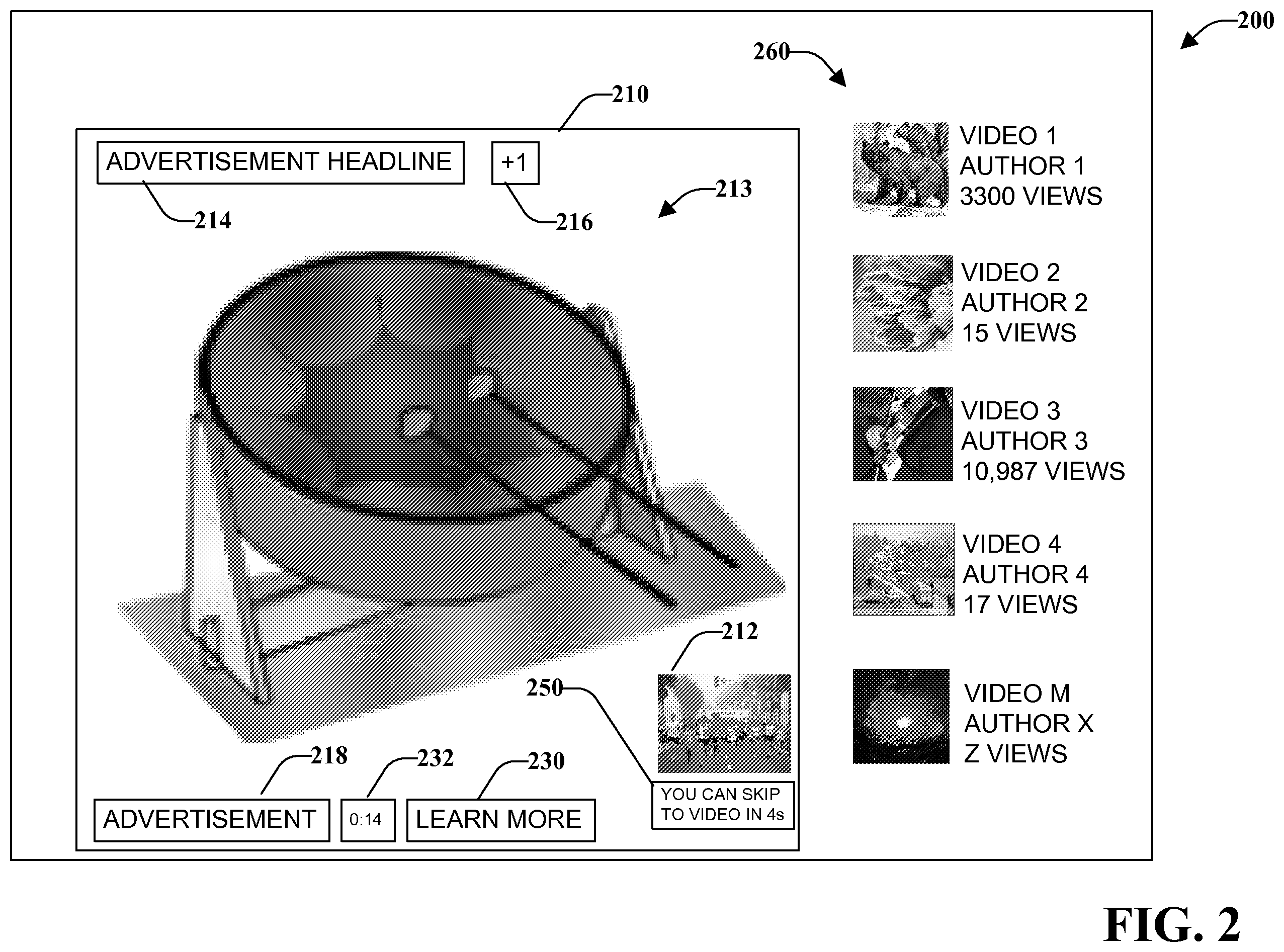 Patent US11818404 Figure 2 – Thumbnail of content video to provide context to ad video playback