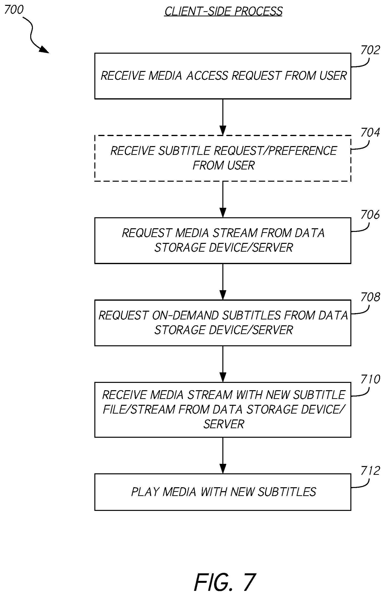 Patent US11818406 Figure 6 – Data storage server with on-demand media subtitles