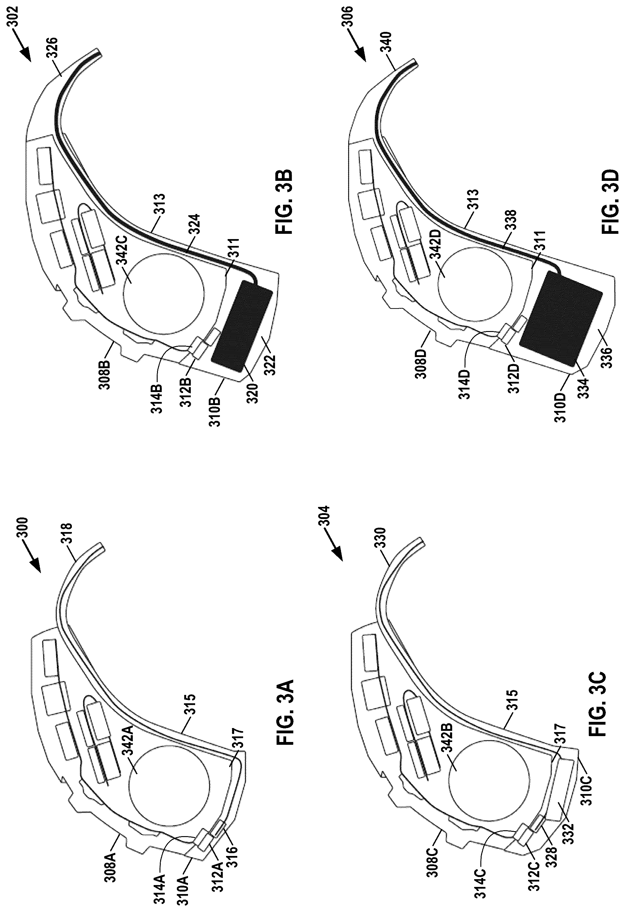 Patent US11818550 Figure 3 – Hearing instruments with receiver posterior to battery