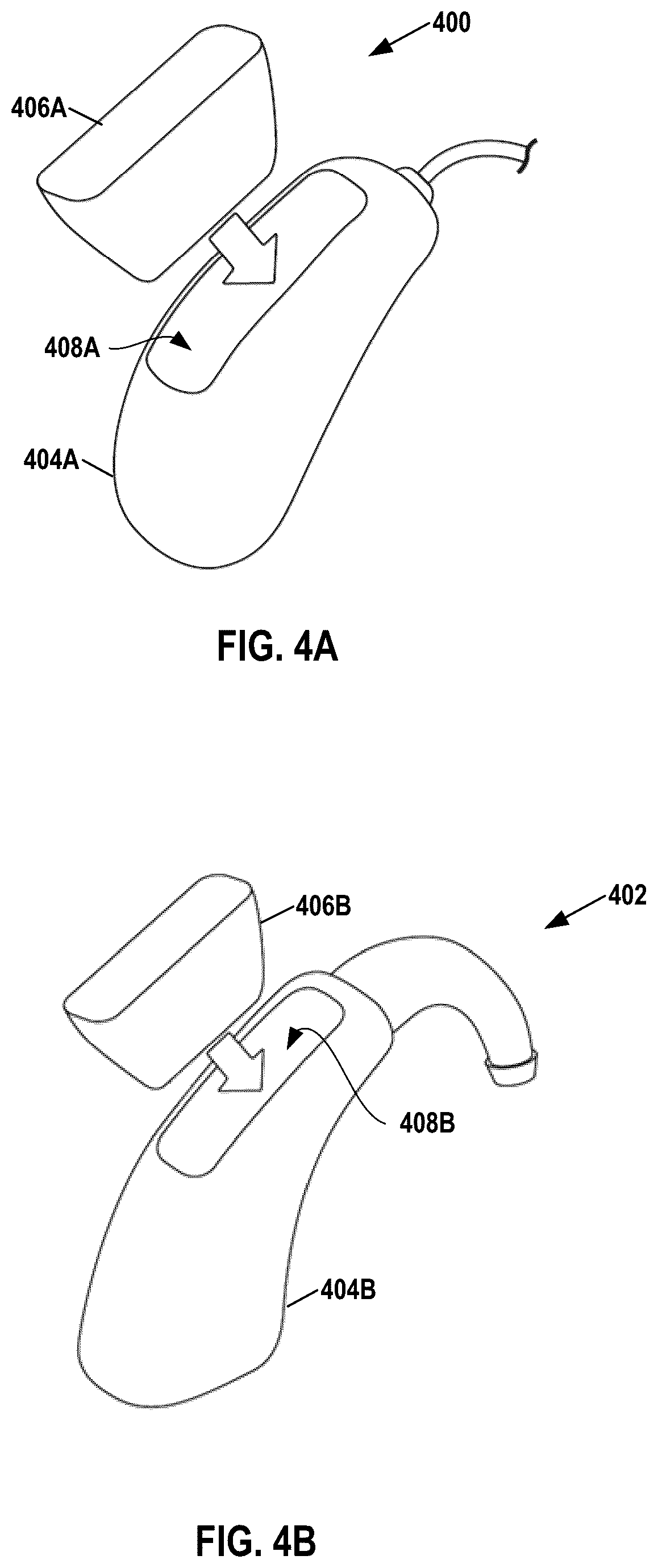 Patent US11818550 Figure 4 – Hearing instruments with receiver posterior to battery