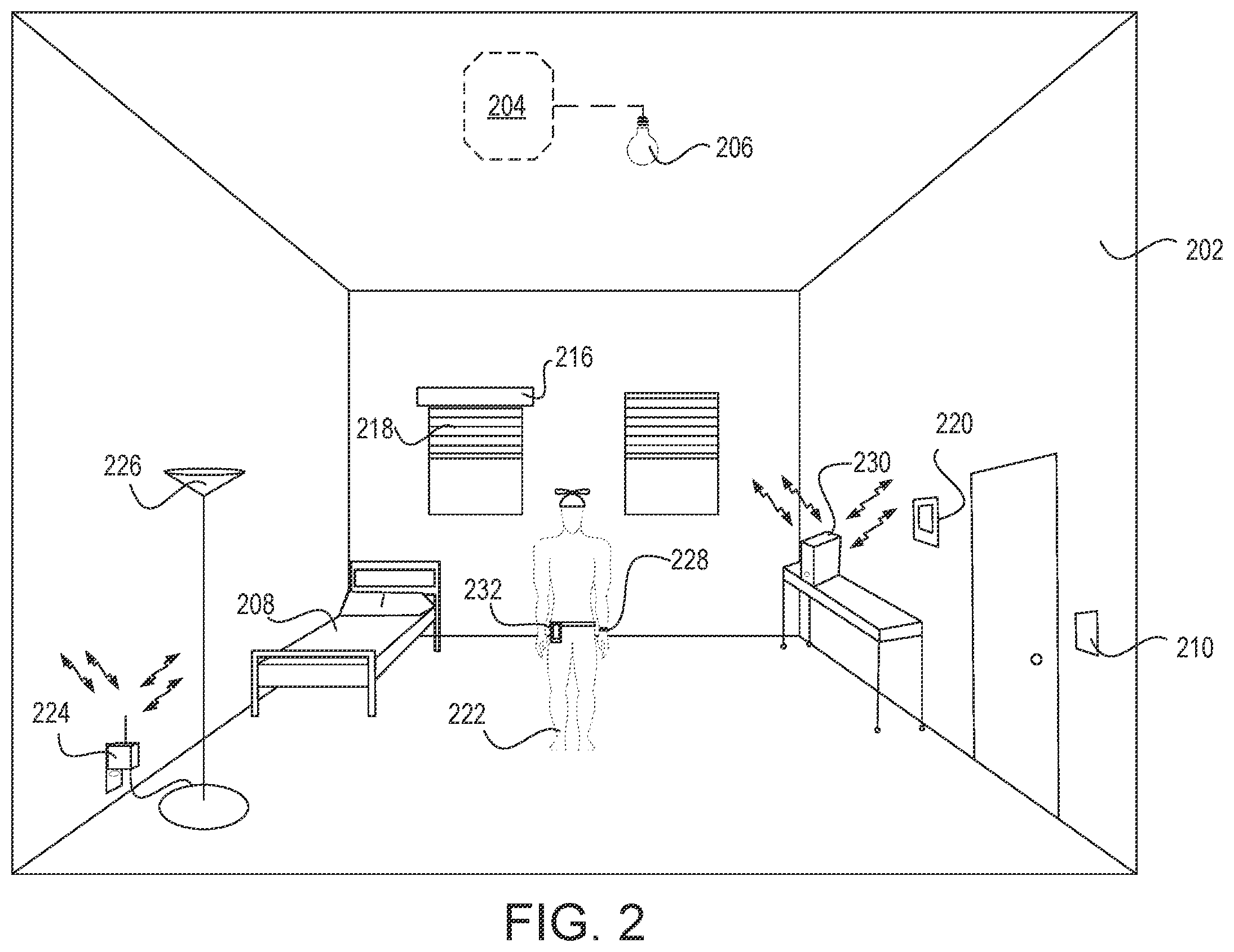 Patent US11818627 Figure 2 – Gesture-based load control via wearable devices