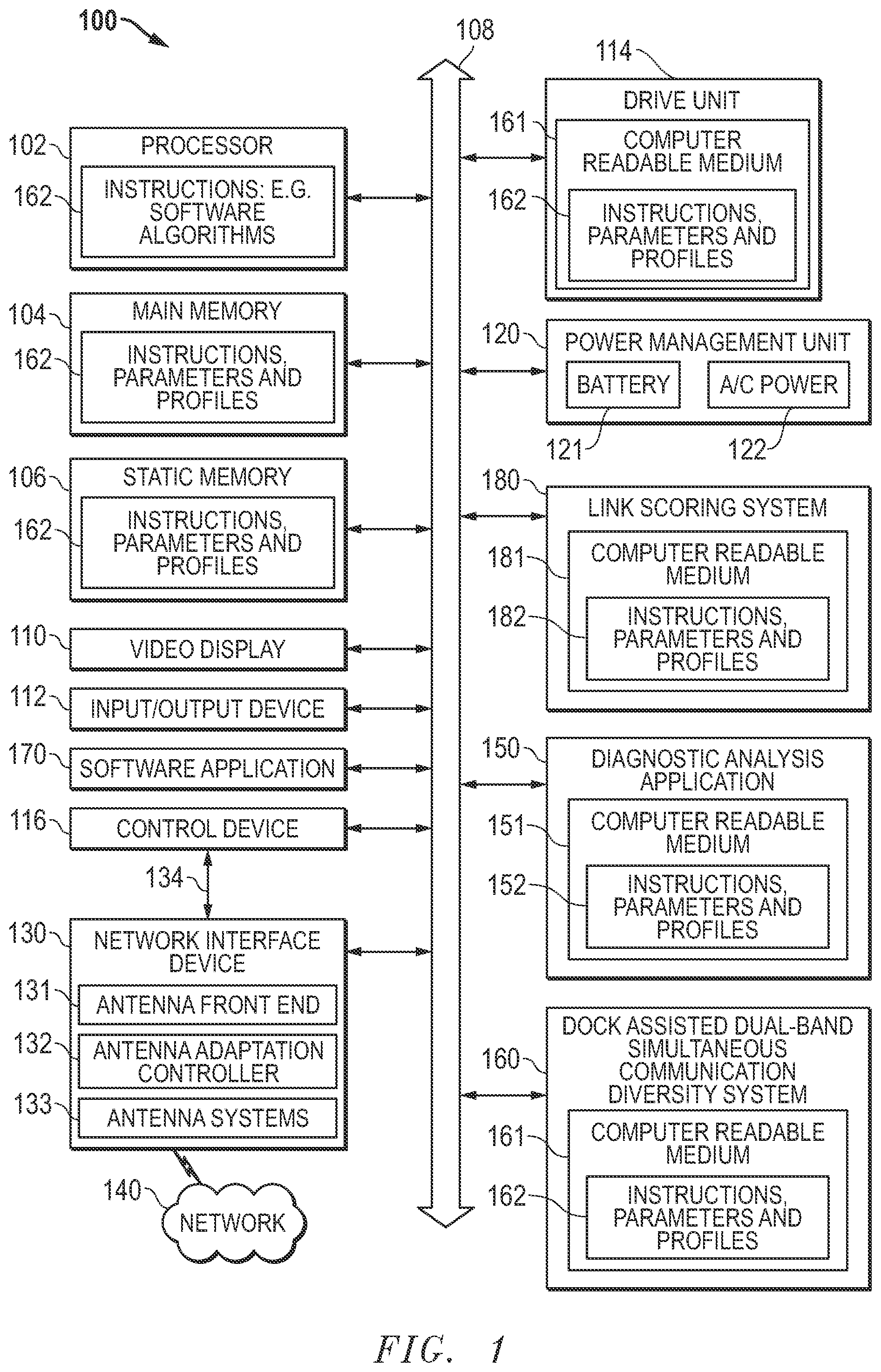 Patent US11818644 Figure 1 – Dock-assisted system and method of diversifying dual-band simultaneous communications