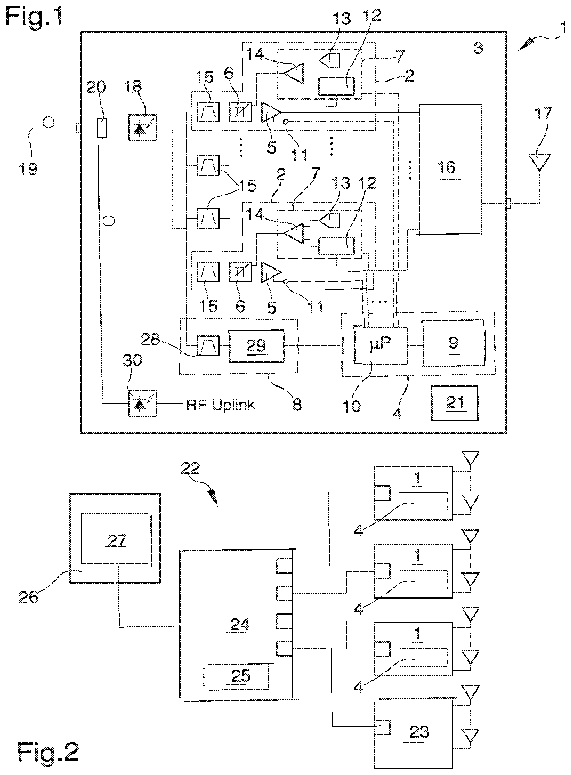 Patent US11818809 Figure 1 – Reconfigurable radio remote unit for distributed antenna systems