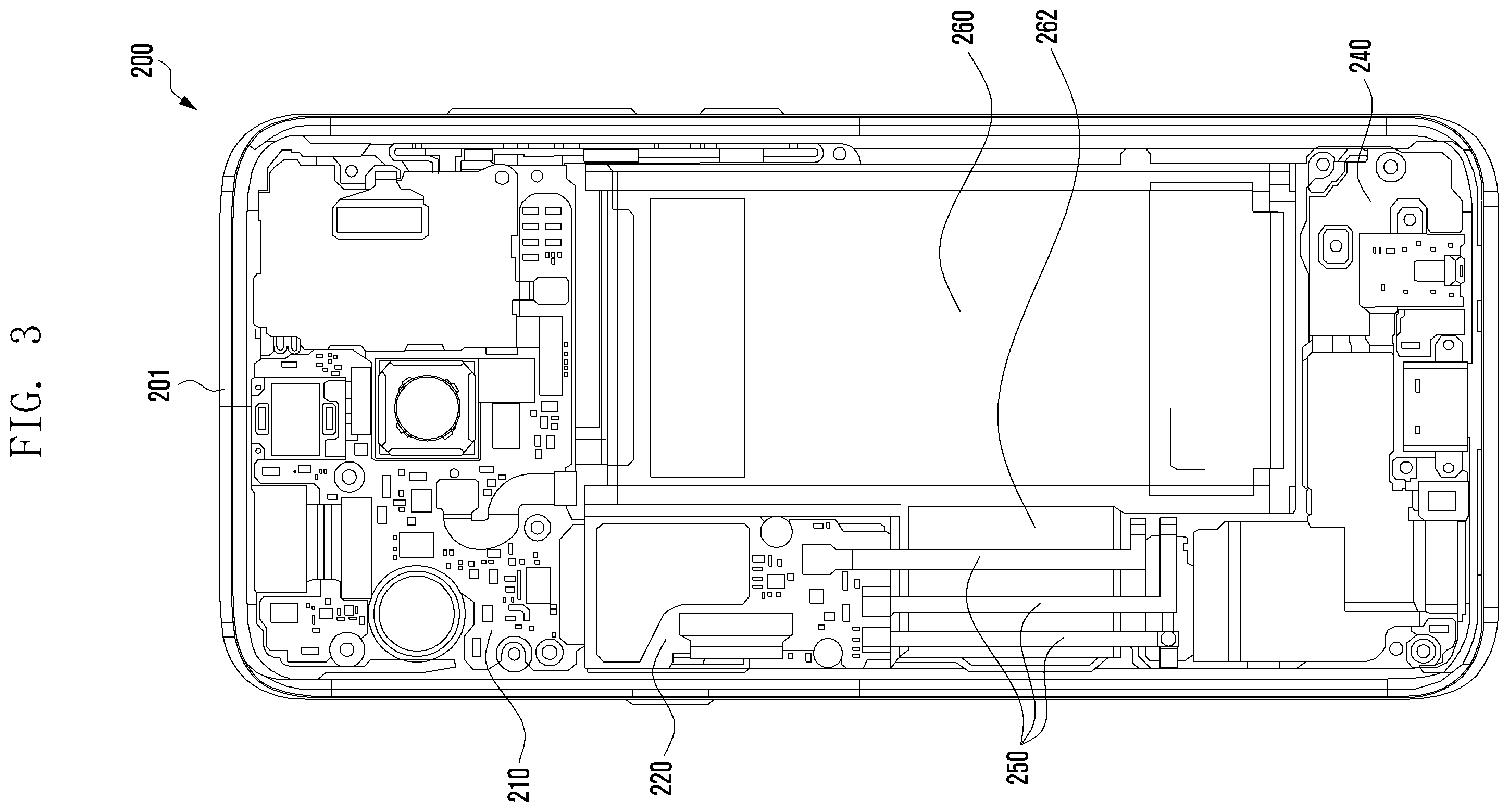 Patent US11818843 Figure 3 – Electronic device including interposer