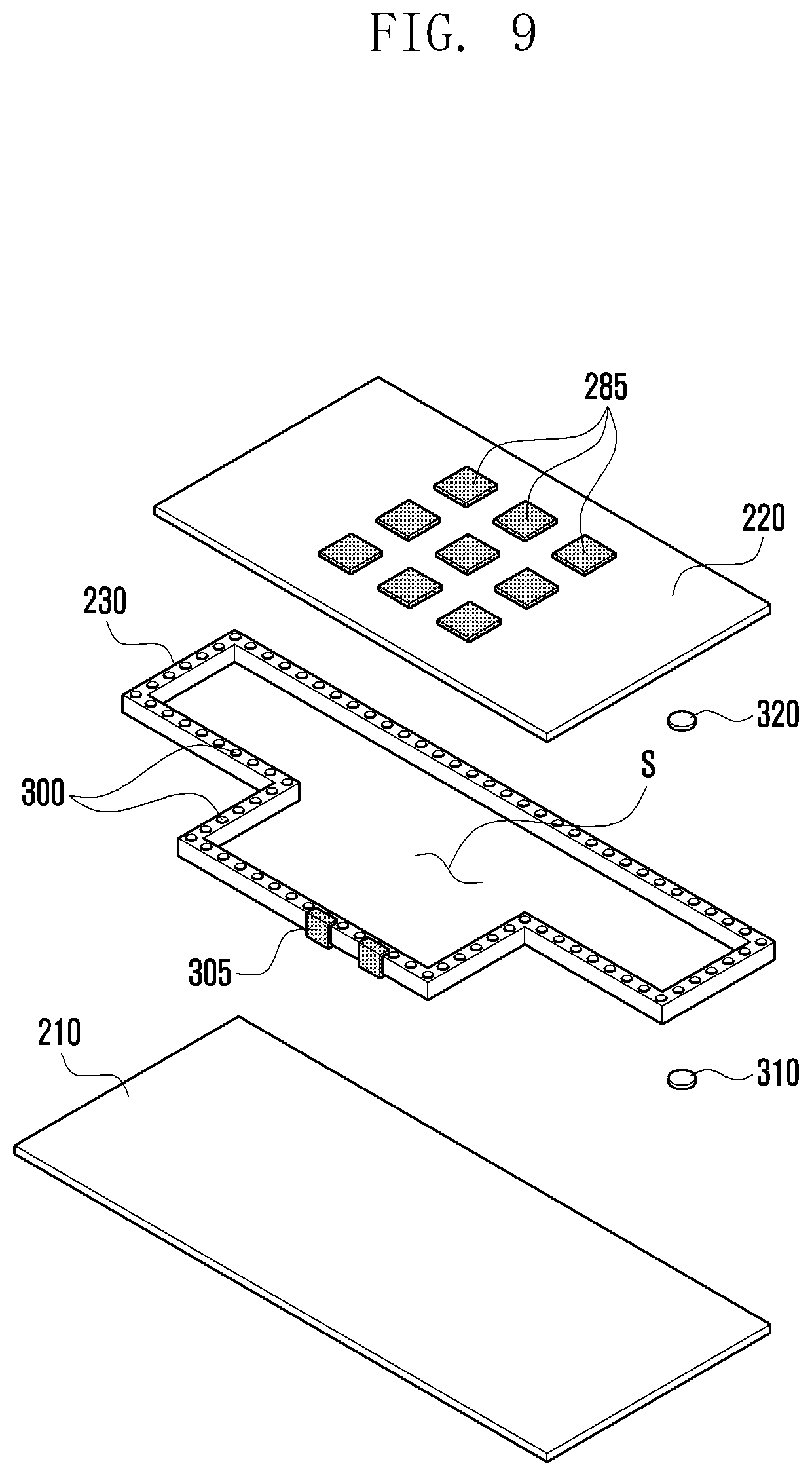 Patent US11818843 Figure 9 – Electronic device including interposer
