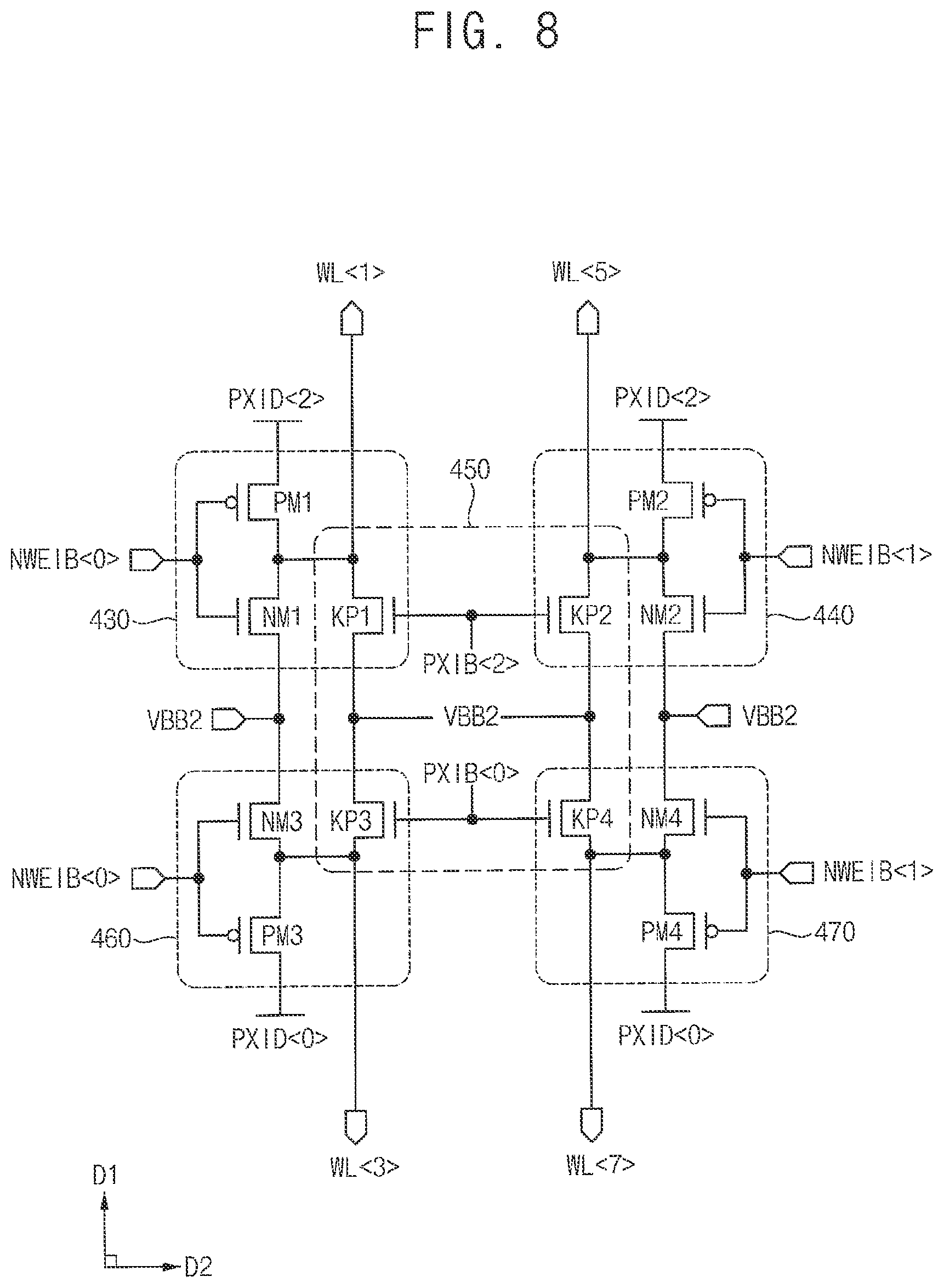 Patent US11818881 Figure 8 – Sub word-line driver circuit of semiconductor memory device and semiconductor memory device including the same