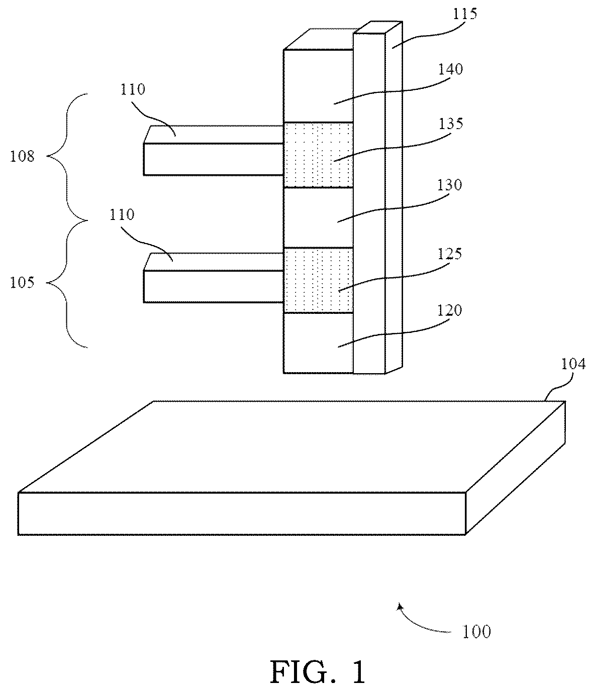 Patent US11818902 Figure 1 – Vertical 3D memory device and method for manufacturing the same