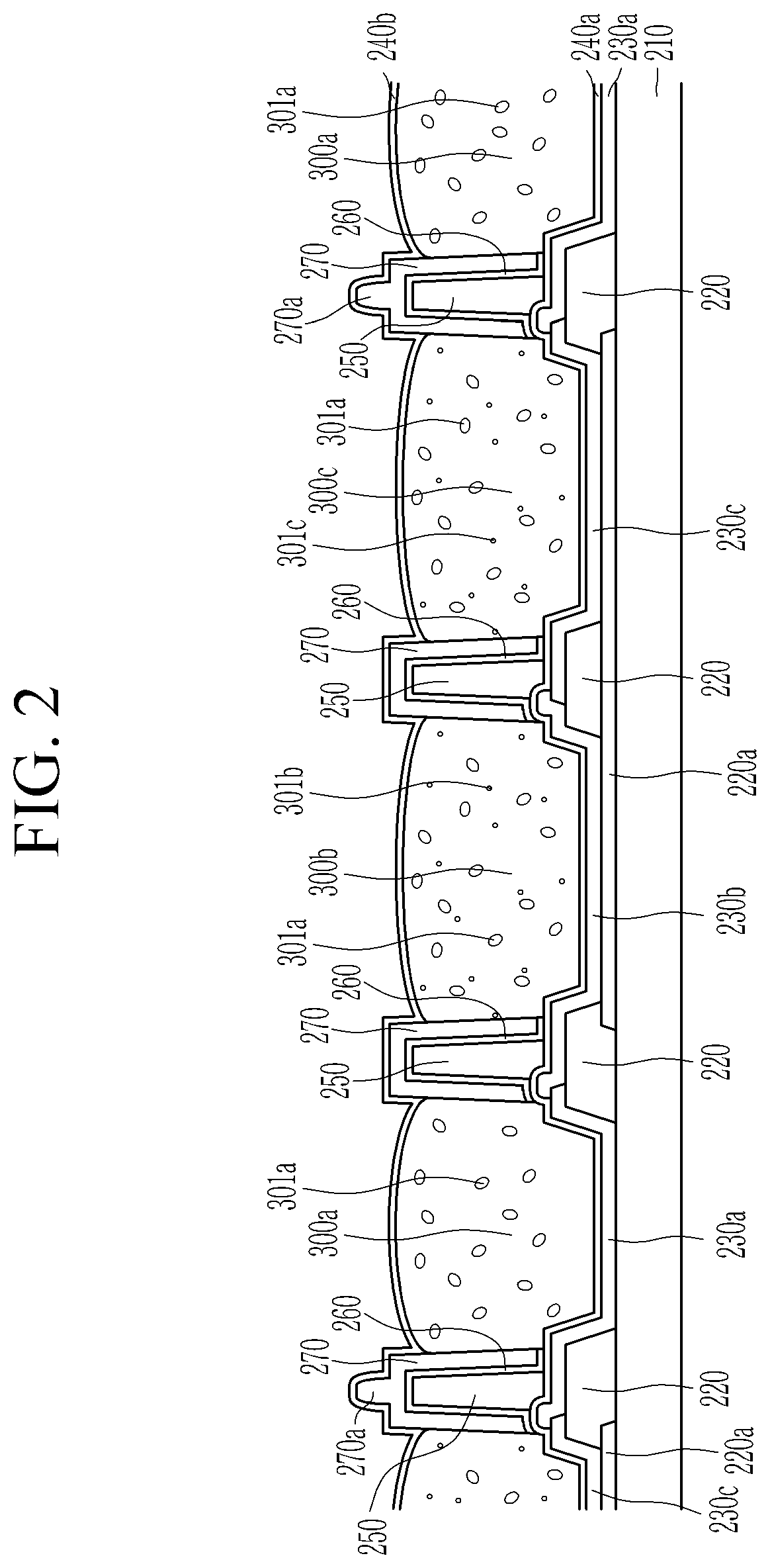 Patent US11818909 Figure 2 – Color conversion panel comprising overcoat and spacer, and display device including the same
