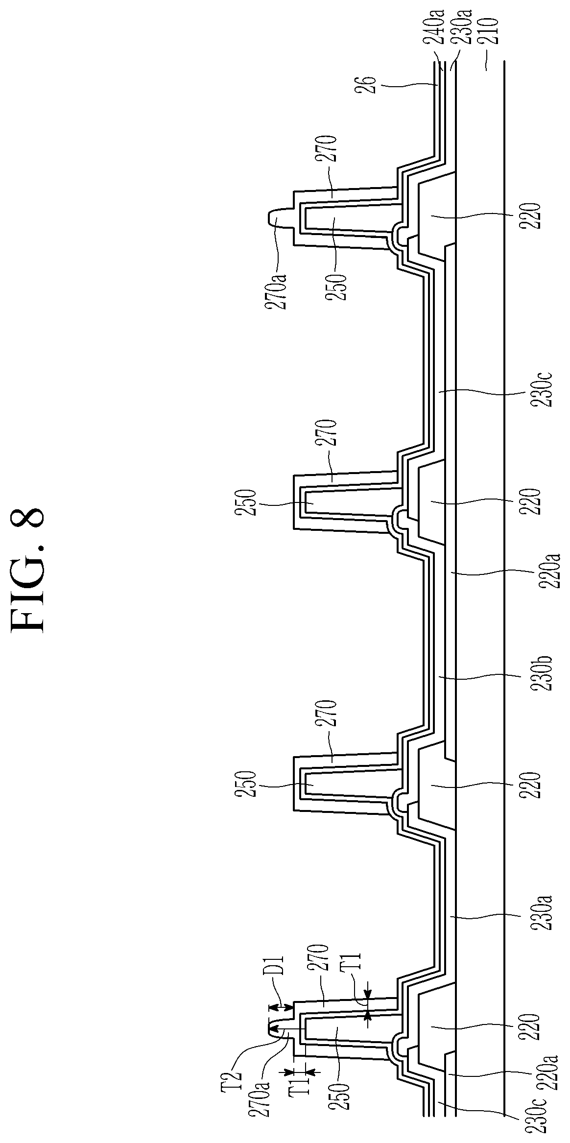 Patent US11818909 Figure 8 – Color conversion panel comprising overcoat and spacer, and display device including the same
