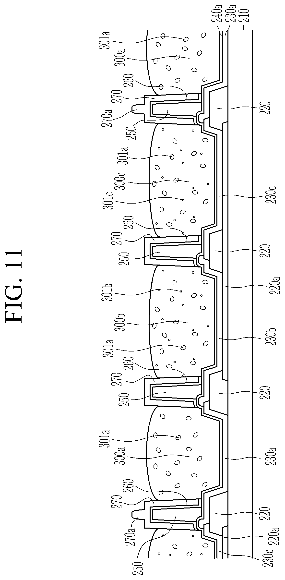Patent US11818909 Figure 11 – Color conversion panel comprising overcoat and spacer, and display device including the same