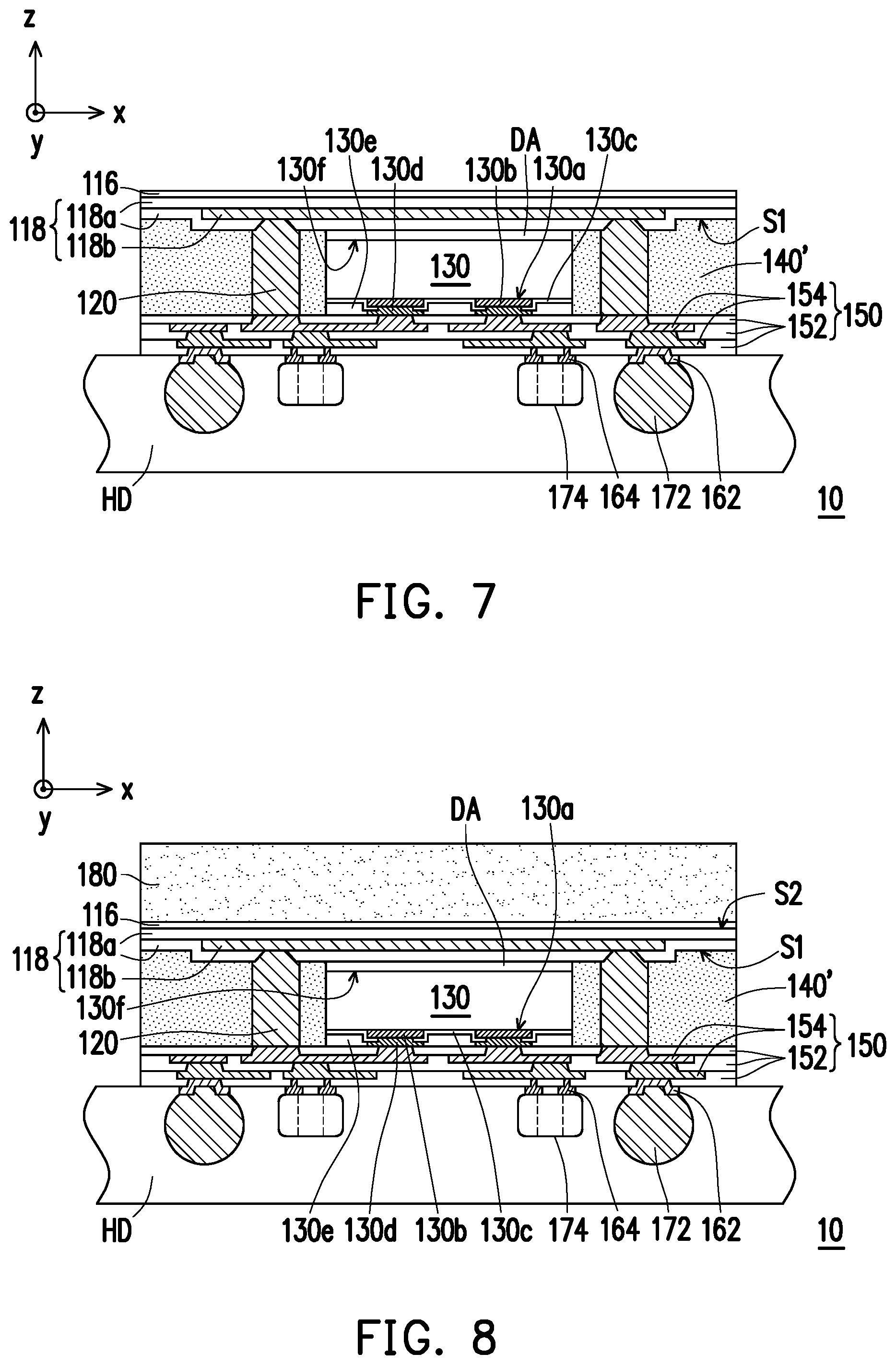 Patent US11824005 Figure 4 – Package structure with reinforcement structures in a redistribution circuit structure and manufacturing method thereof