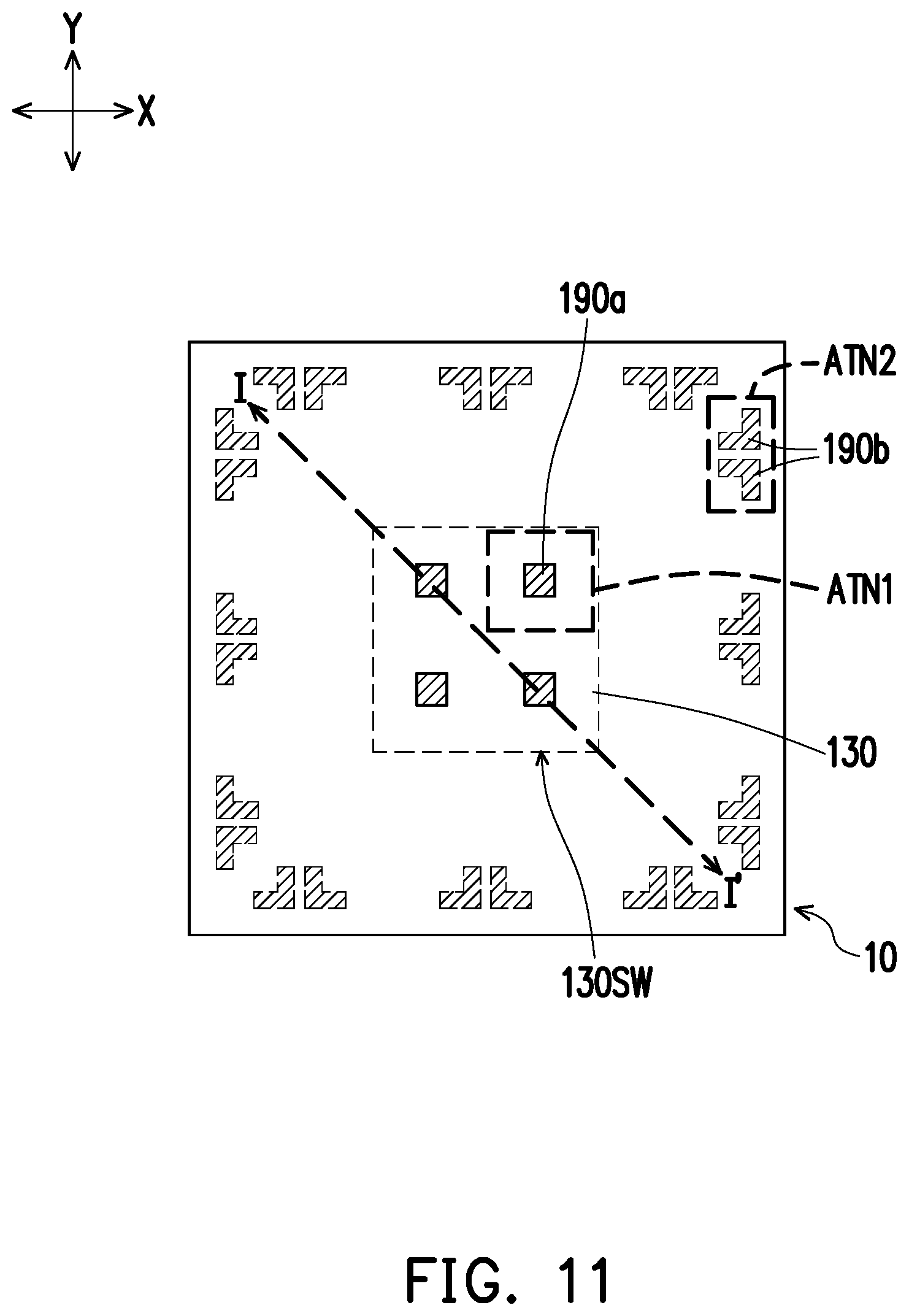 Patent US11824005 Figure 6 – Package structure with reinforcement structures in a redistribution circuit structure and manufacturing method thereof