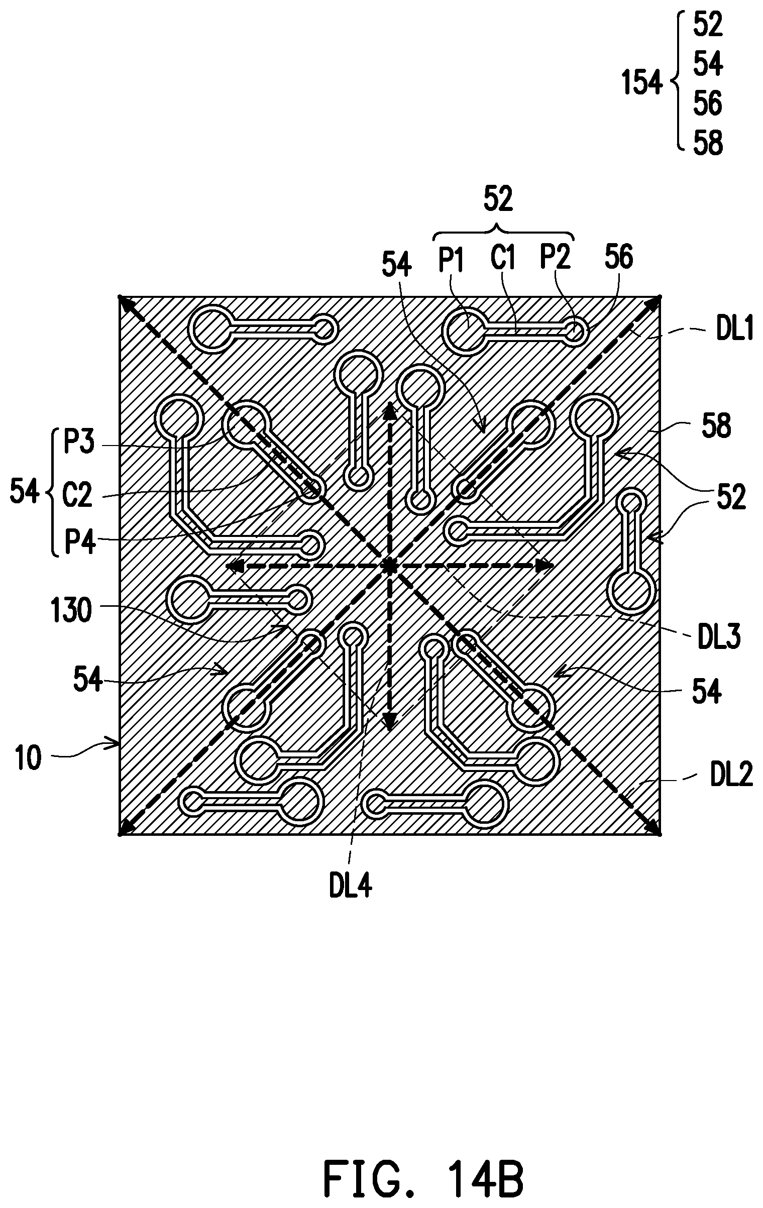 Patent US11824005 Figure 12 – Package structure with reinforcement structures in a redistribution circuit structure and manufacturing method thereof