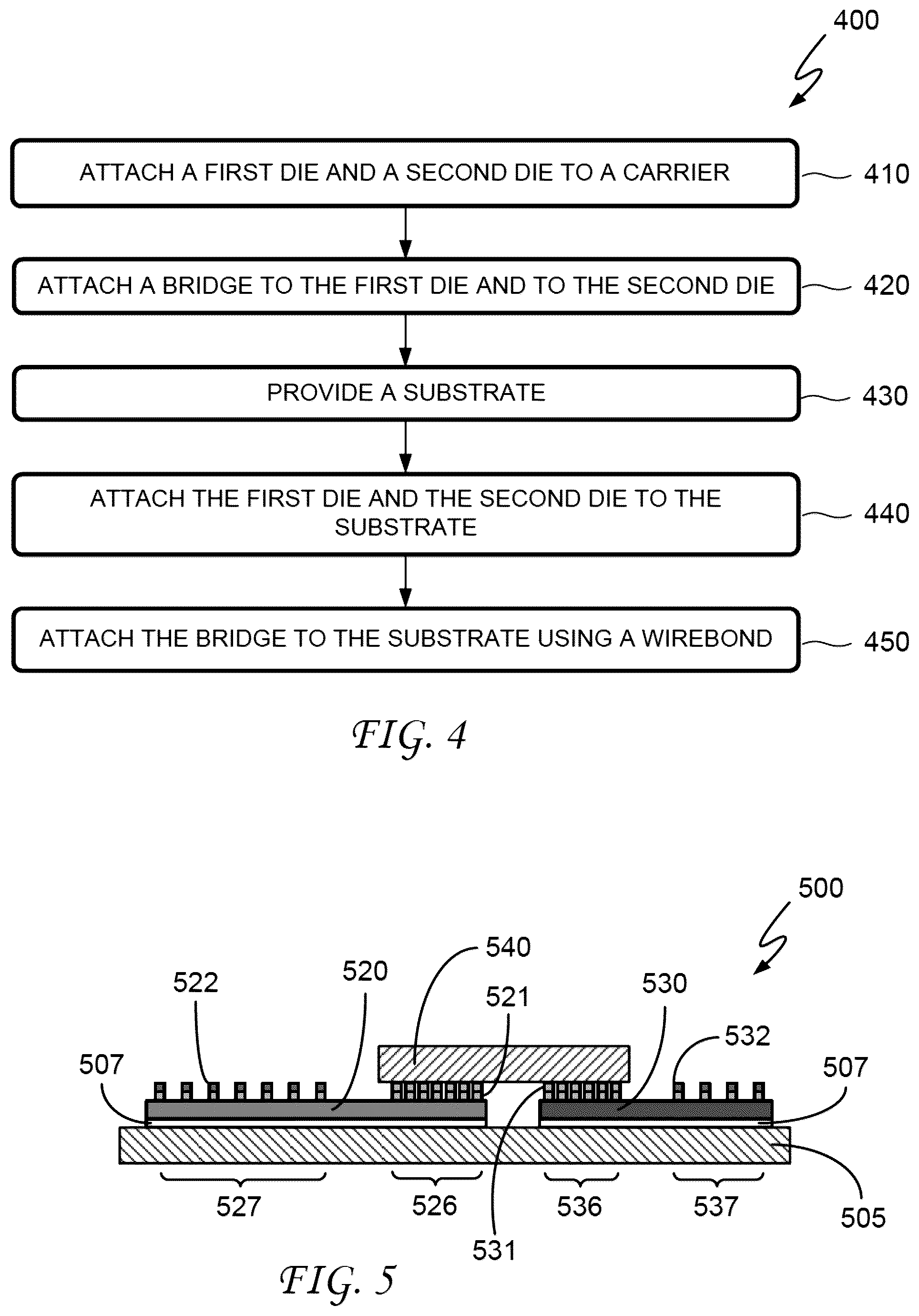 Patent US11824008 Figure 4 – Multi-chip package and method of providing die-to-die interconnects in same