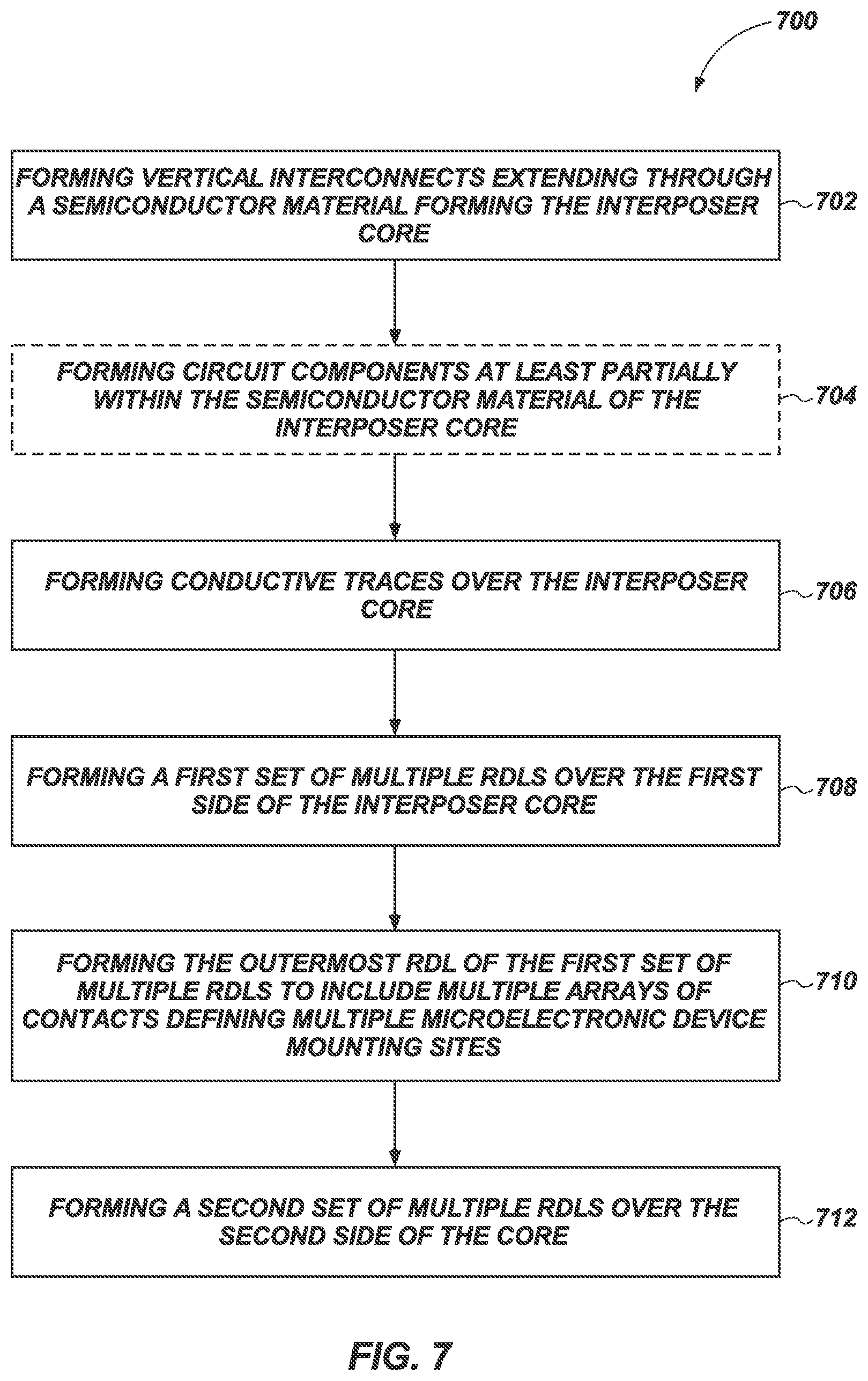 Patent US11824010 Figure 8 – Interposers for microelectronic devices