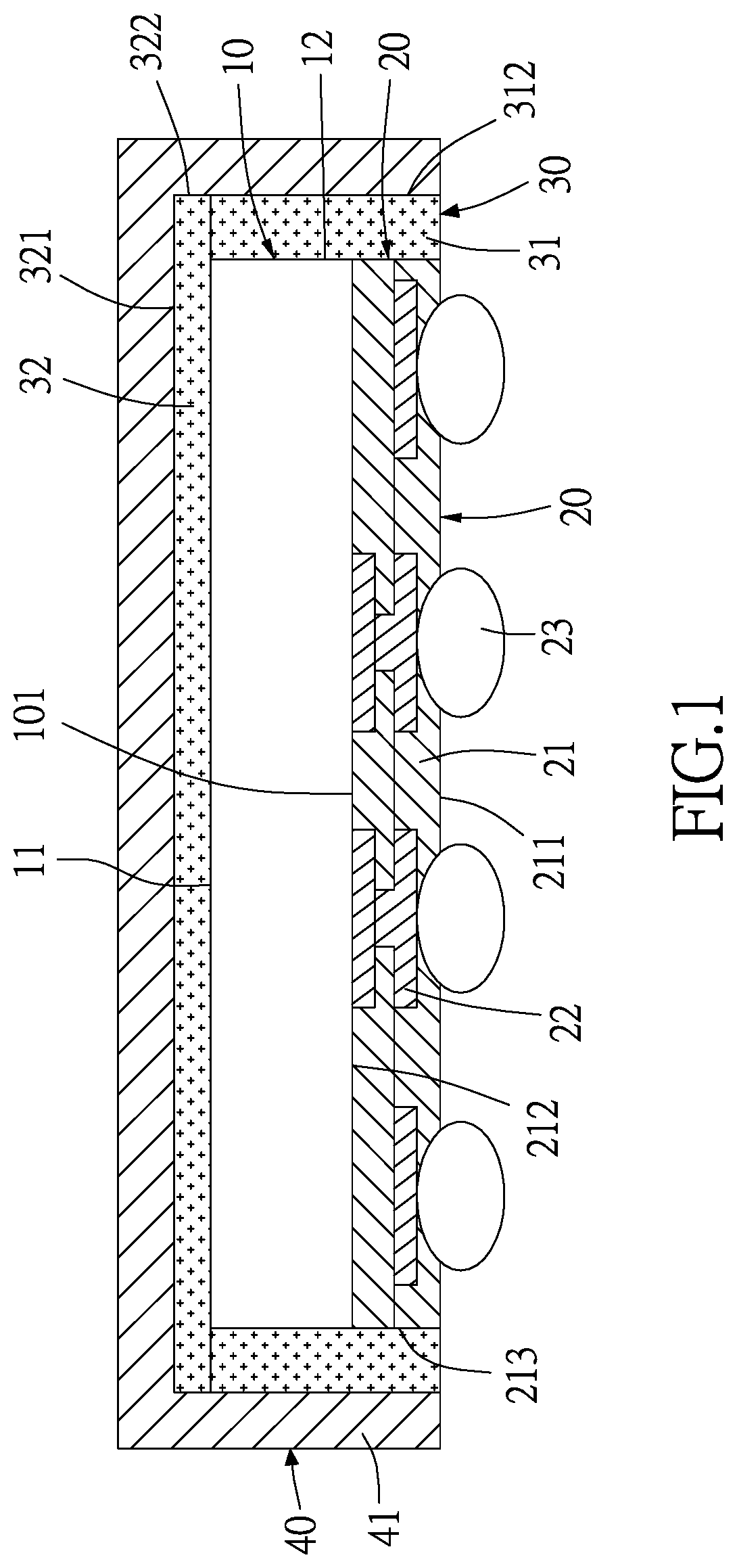 Patent US11824012 Figure 1 – Integrated circuit package structure and method of manufacturing the same