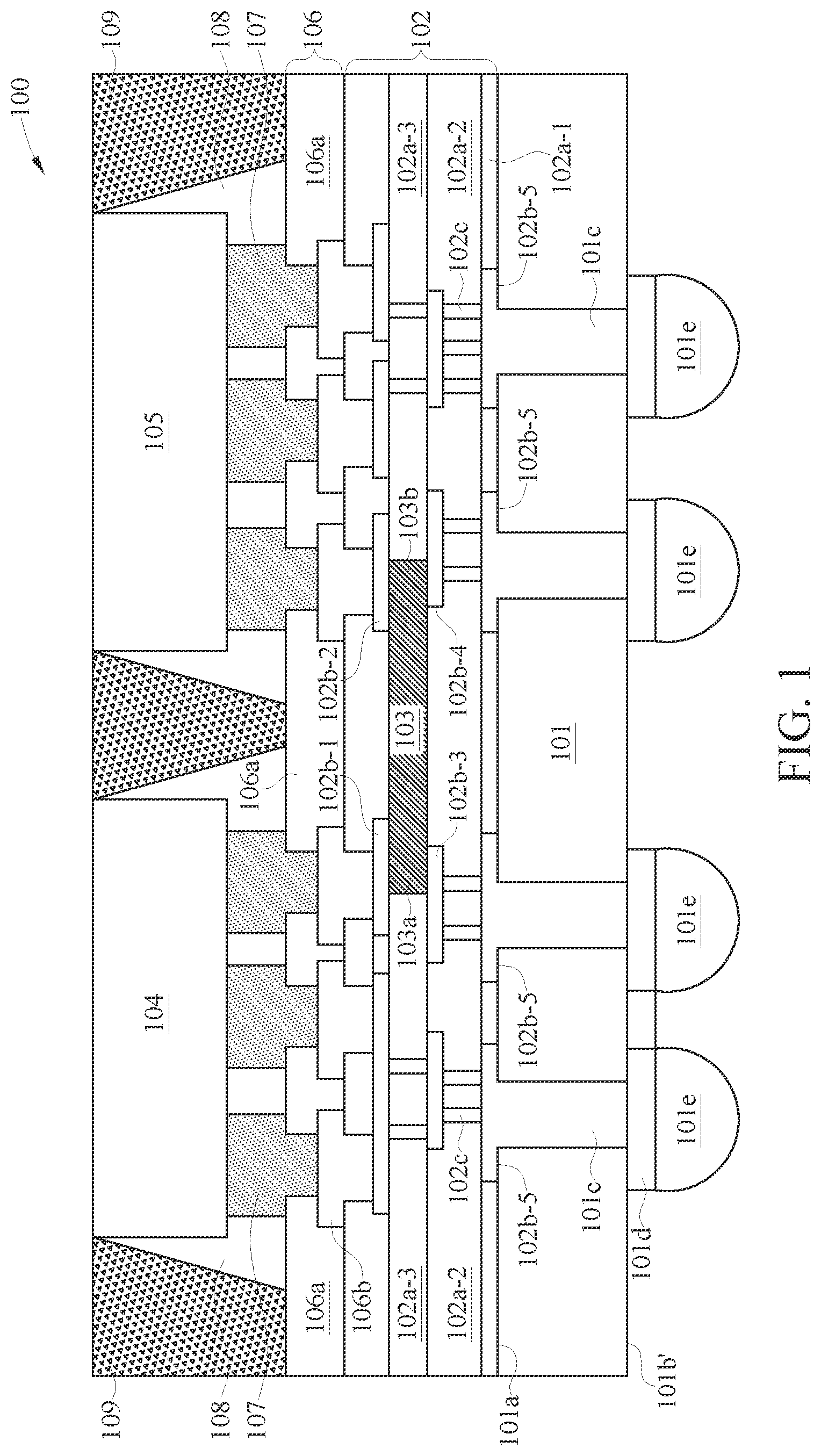 Patent US11824021 Figure 1 – Semiconductor package for high-speed data transmission and manufacturing method thereof