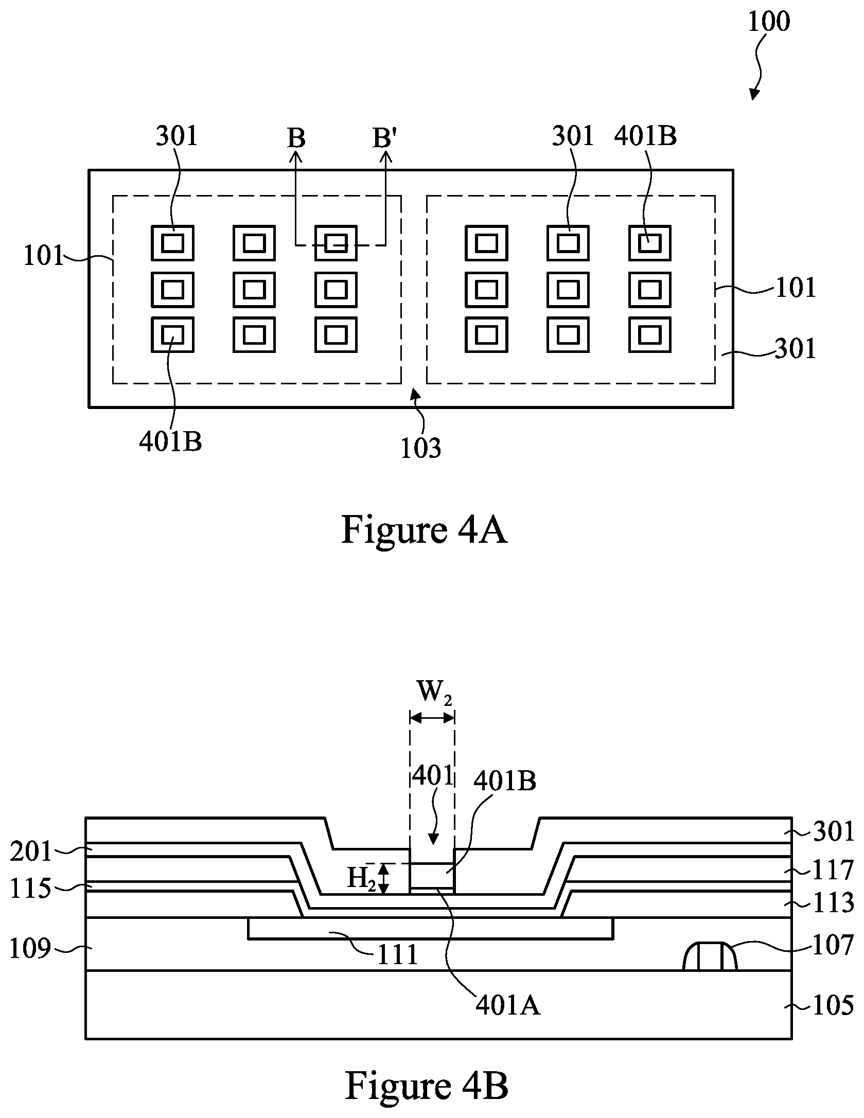 Patent US11824026 Figure 4 – Connector structure and method of forming same