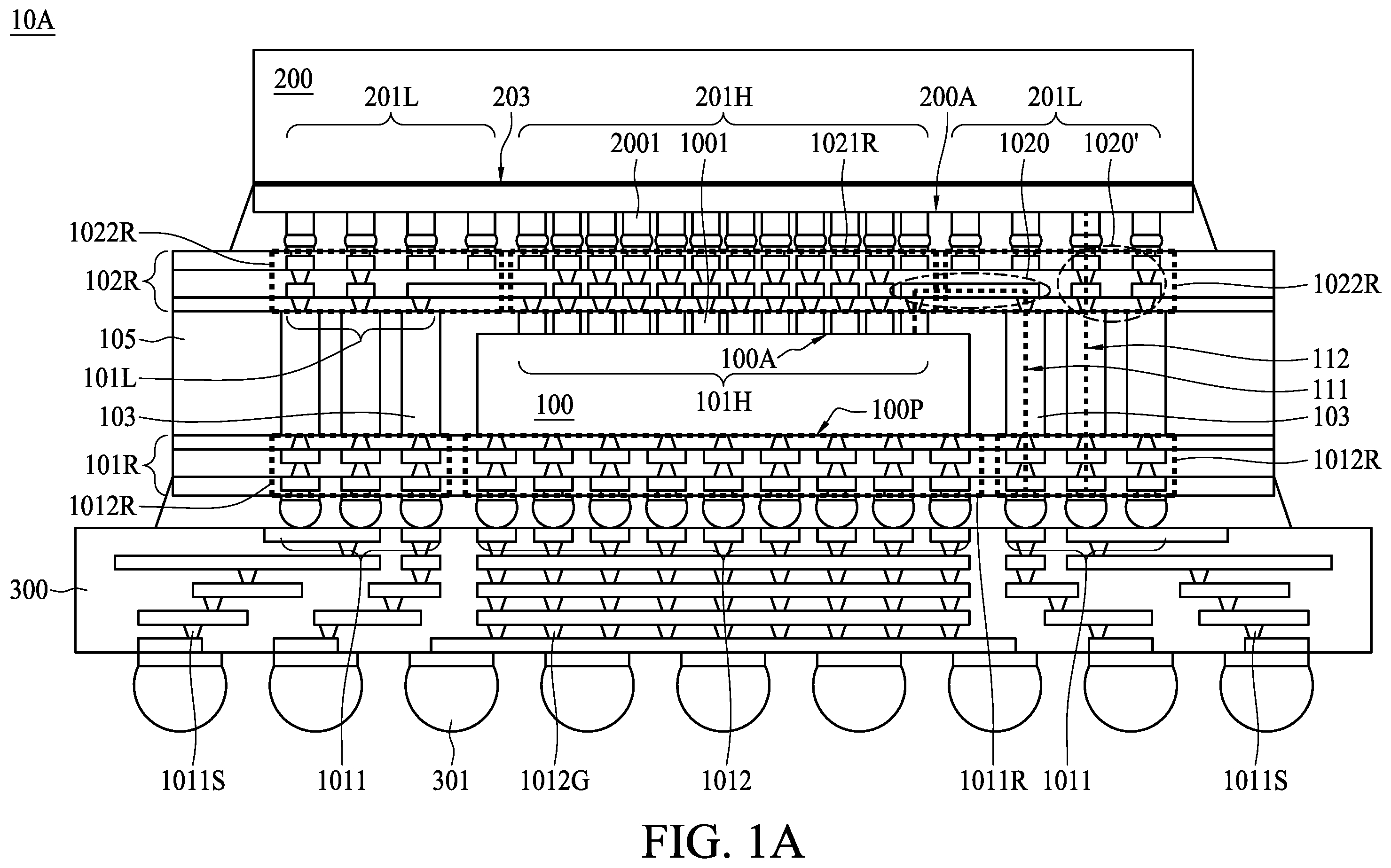 Patent US11824029 Figure 1 – Semiconductor package structure