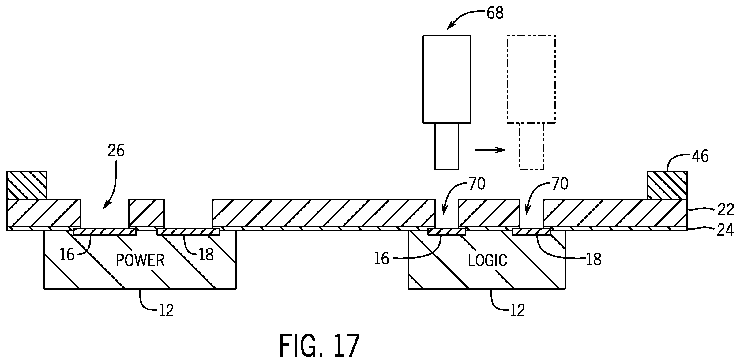Patent US11824030 Figure 8 – Mechanical punched via formation in electronics package and electronics package formed thereby