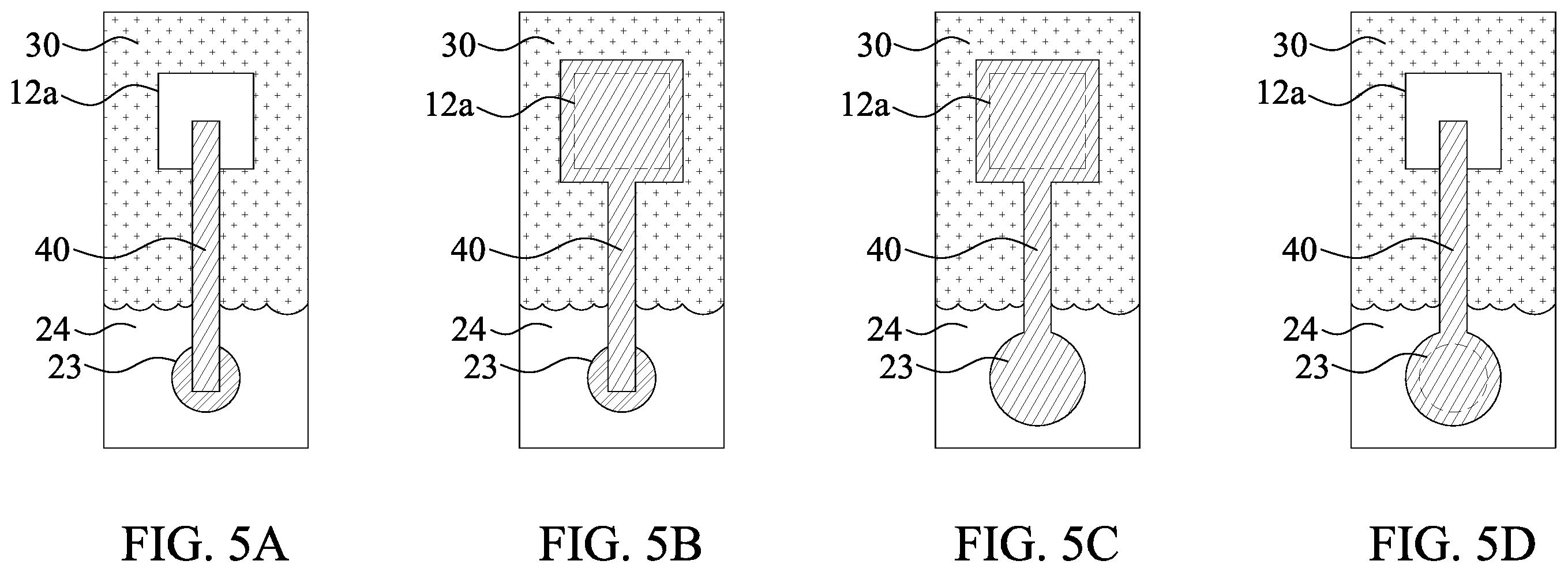 Patent US11824031 Figure 5 – Semiconductor package structure with dielectric structure covering upper surface of chip