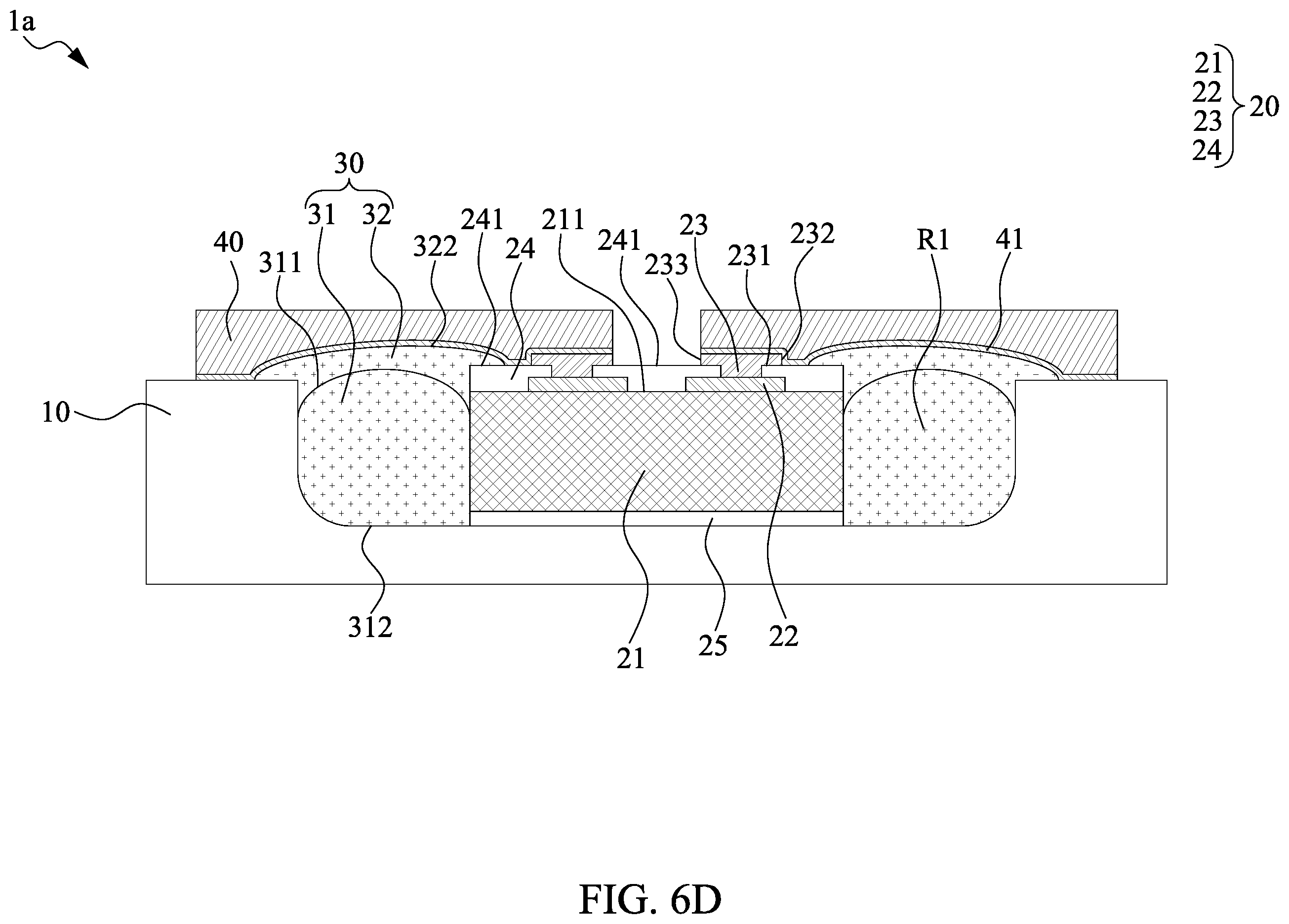 Patent US11824031 Figure 9 – Semiconductor package structure with dielectric structure covering upper surface of chip
